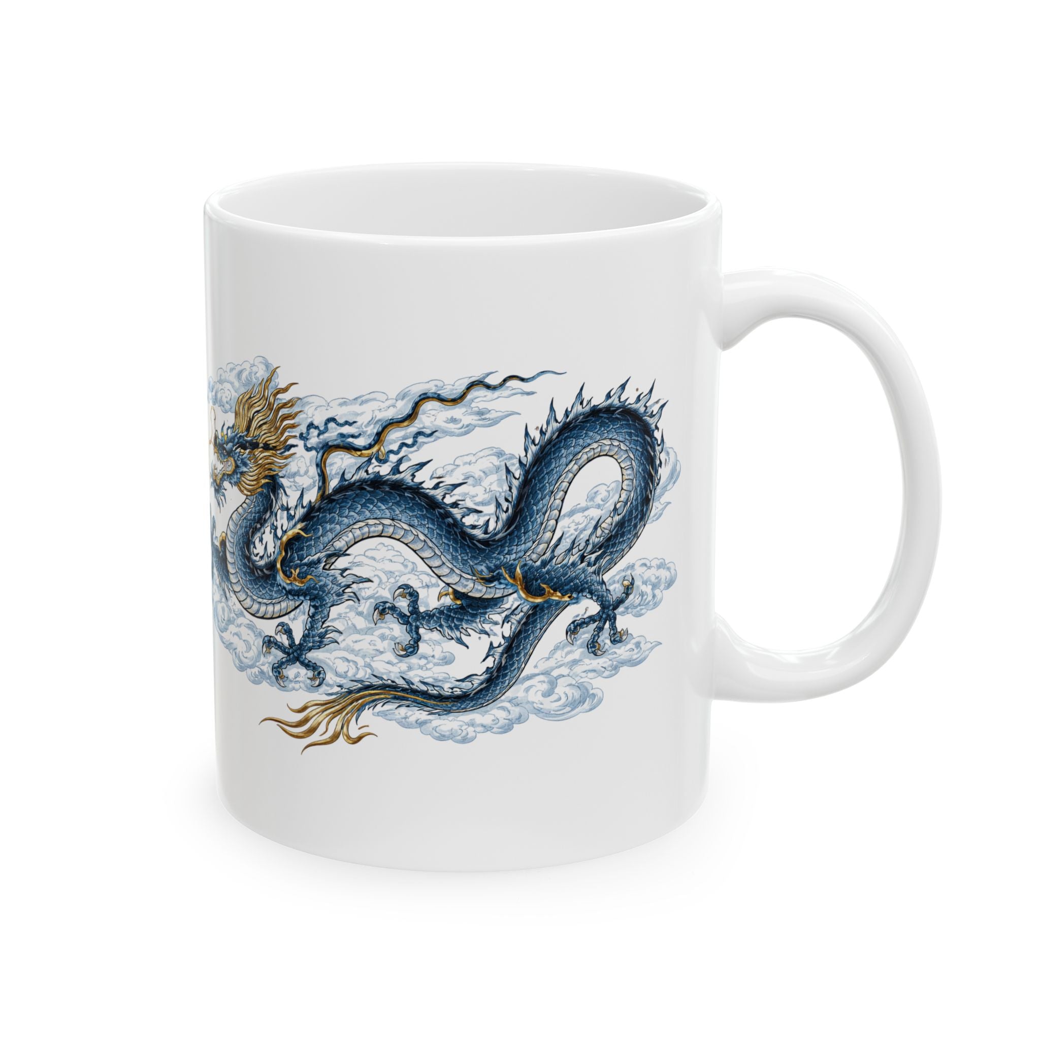 Chinatown NYC Dragon Ceramic Mug — Chinese Mythology Coffee Cup 11oz