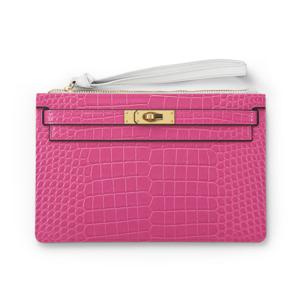 Canal Street Pink and Gold Croc Clutch Bag — Elegant Wristlet Purse for Evening & Gifts