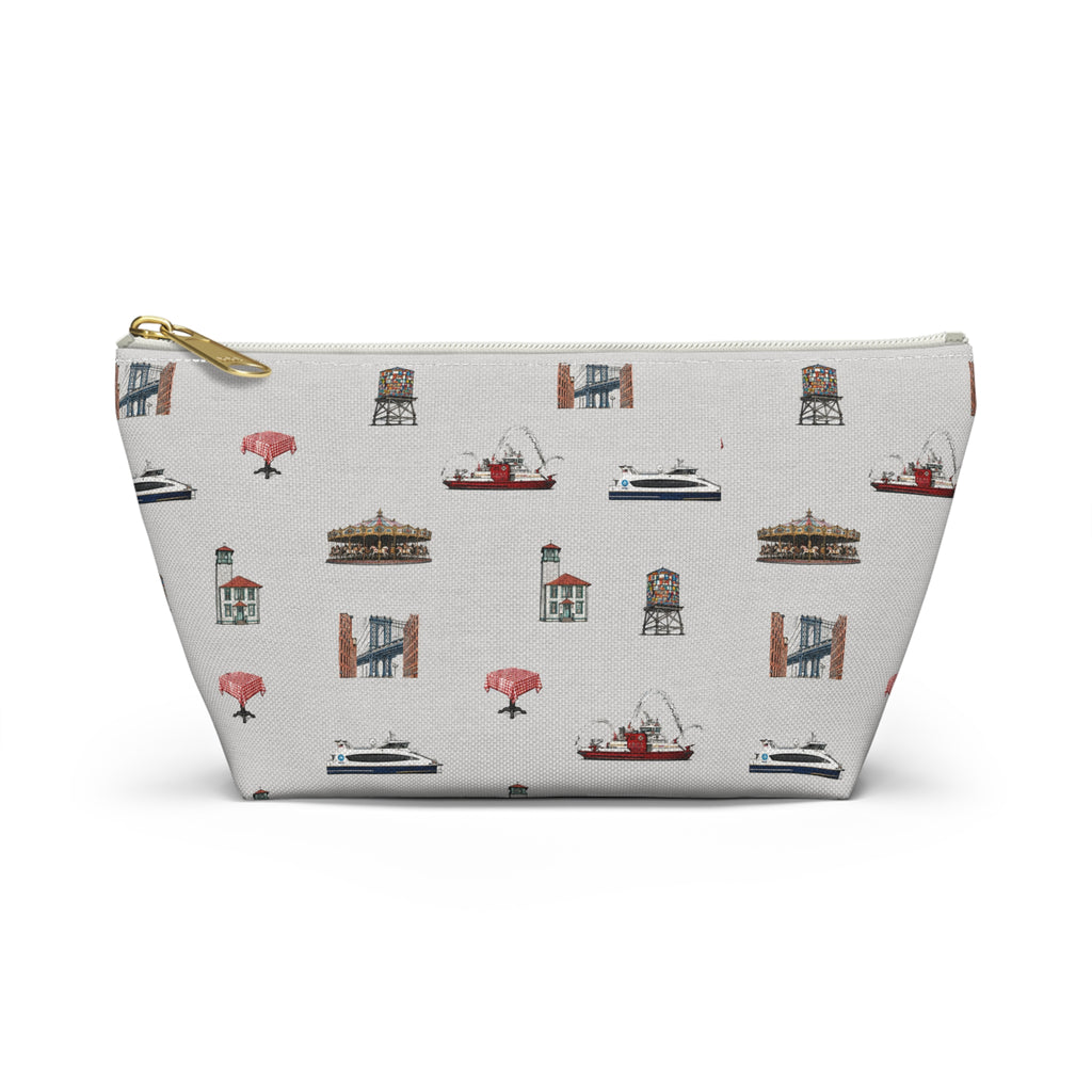 Icons of DUMBO Heather Gray Accessory Pouch — T-Bottom Makeup Bag