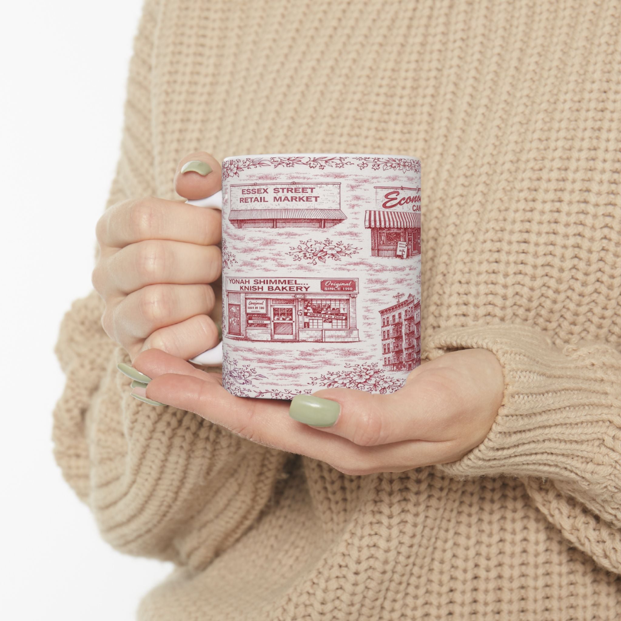 Lower East Side Red Toile de Jouy Mug | NYC Chinoiserie Ceramic Mug