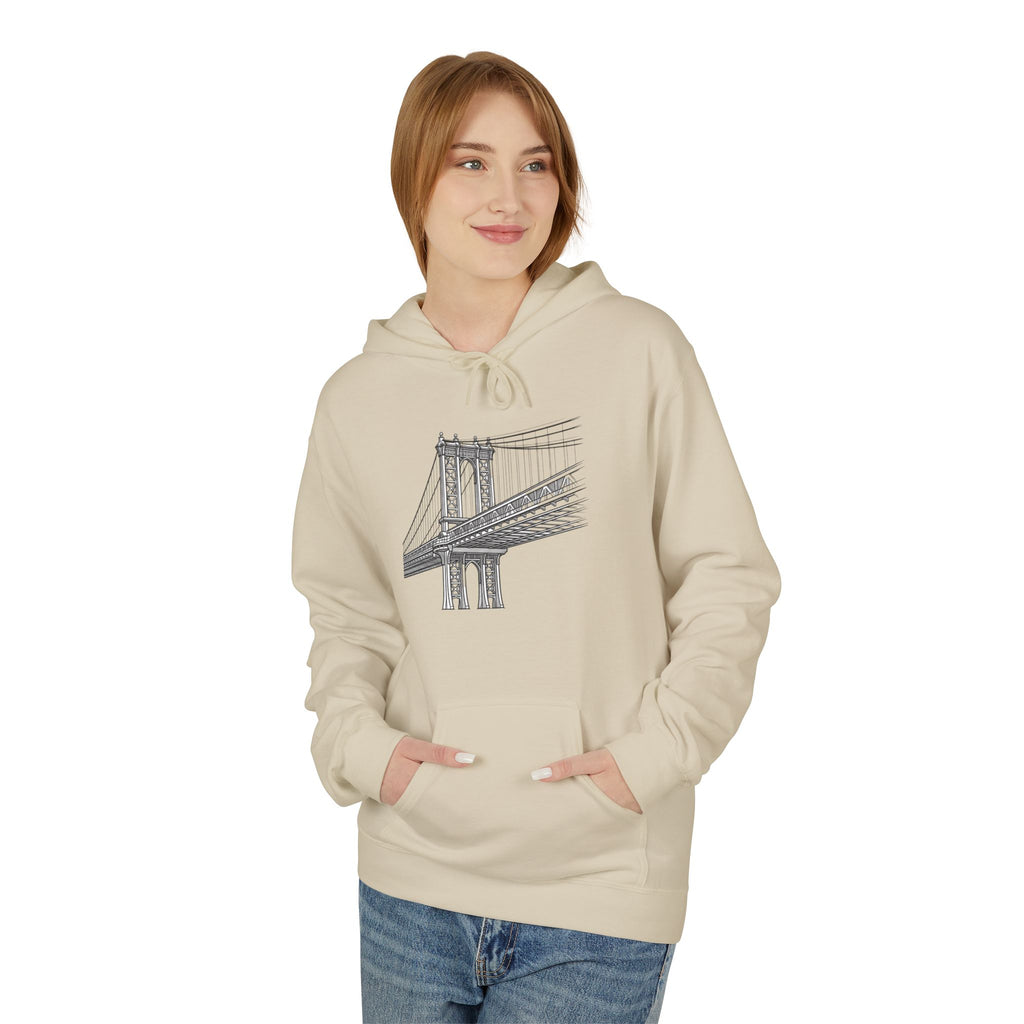 Manhattan Bridge Sketch Hoodie — New York City Pullover Hooded Sweatshirt