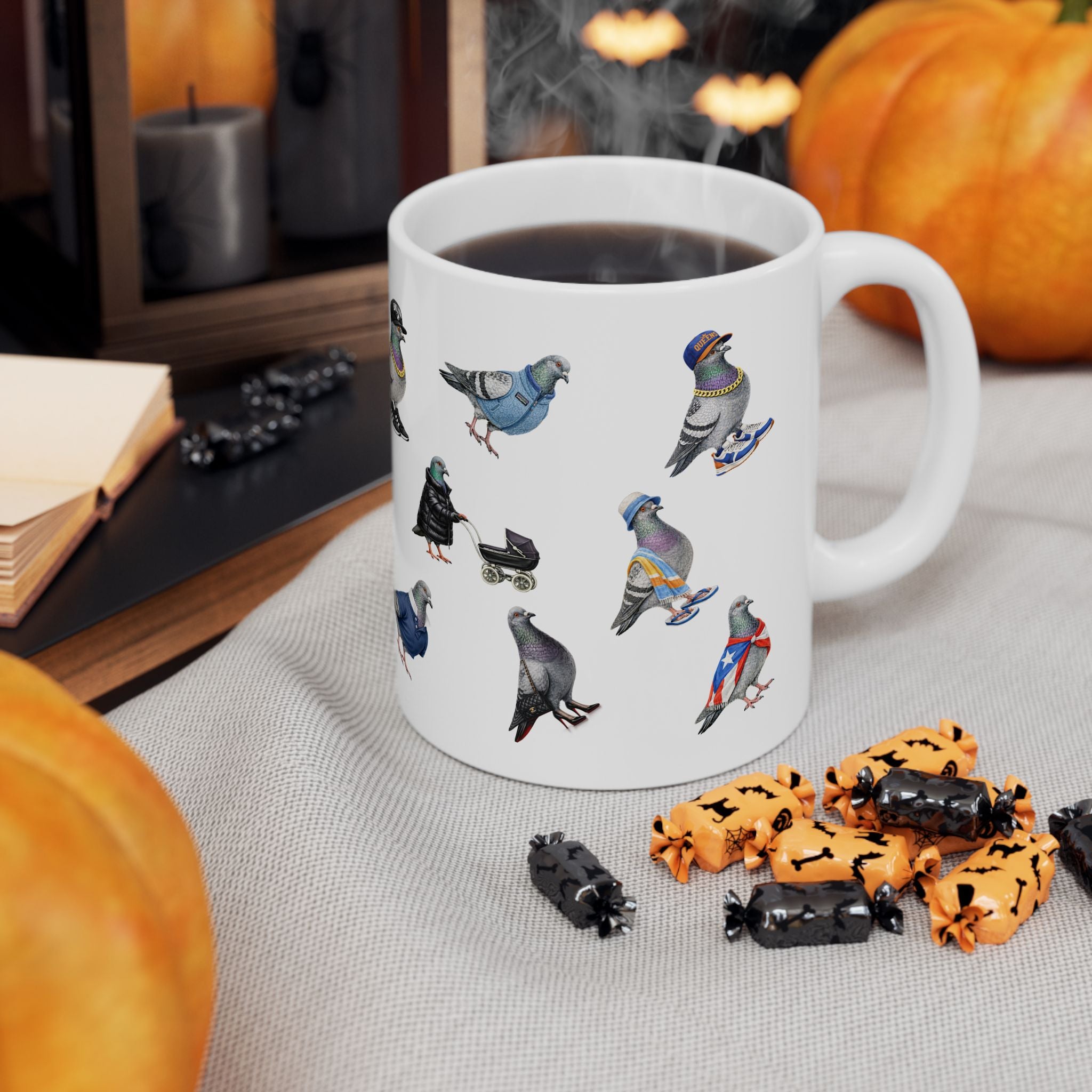Taza Palomas de Nueva York | Taza de café para amantes de las aves de NYC