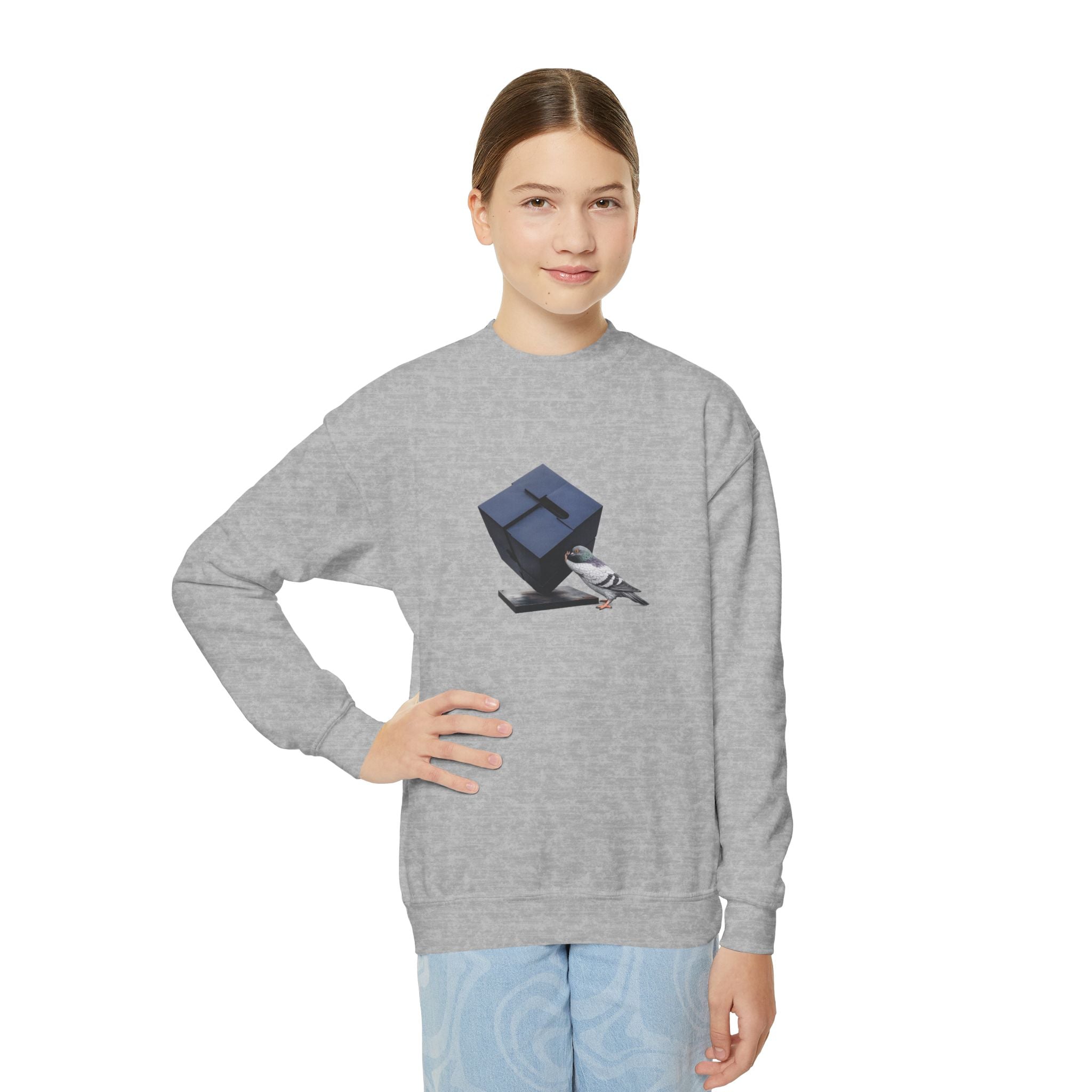 Customizable Astor Place NYC Pigeon NYC Kids Crewneck Sweatshirt    New York Alamo Cube Bird Lover Childrens Sweater