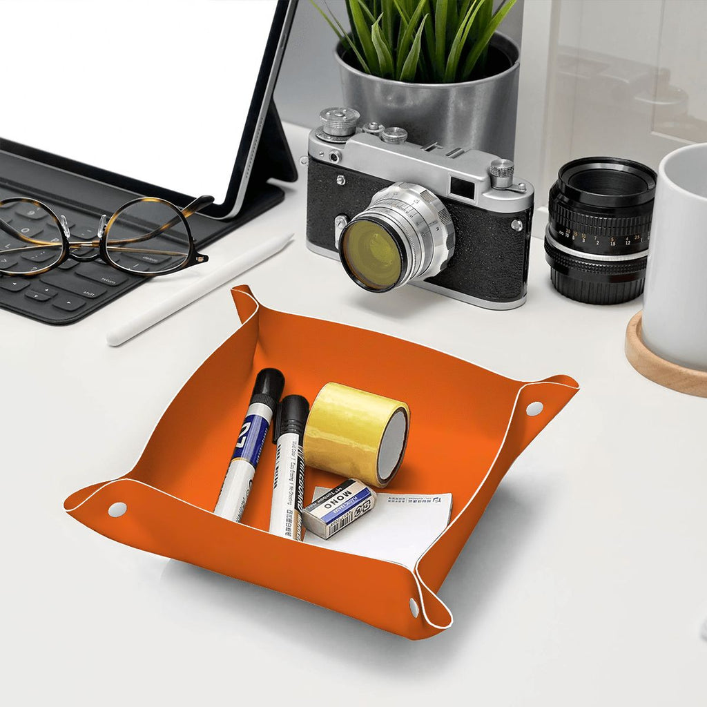 Mahj Queen Orange PVC Leather Mahjong Dice Tray