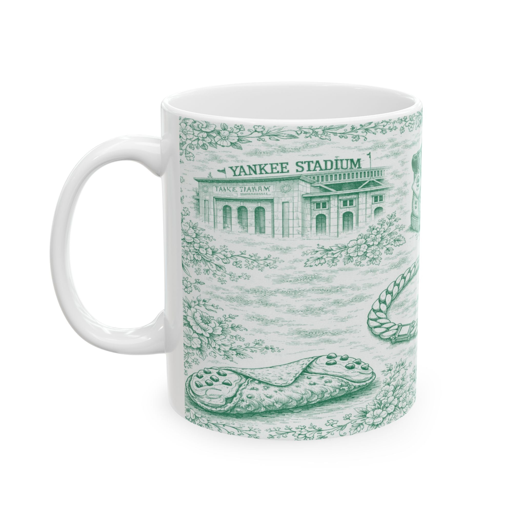 Bronx Green Toile de Jouy Mug | NYC Chinoiserie Ceramic Coffee Cup