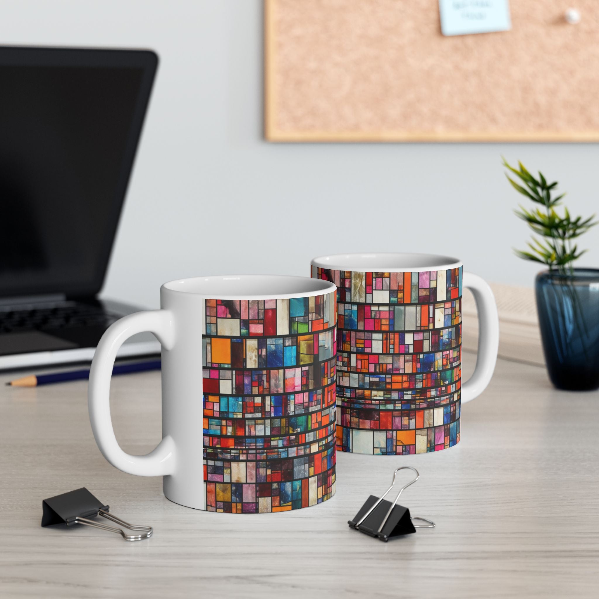 DUMBO Brooklyn Mosaic Water Tower Mug | Colorful Geometric Ceramic Mug 11oz