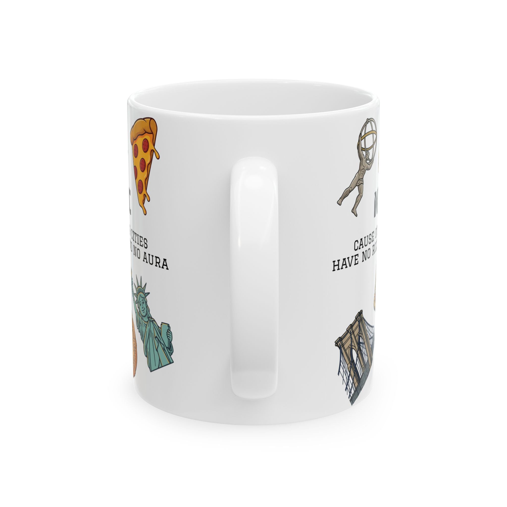 NYC Icons Rizz and Aura Mug | New York City Landmark Collage Ceramic Coffee Tea Mug