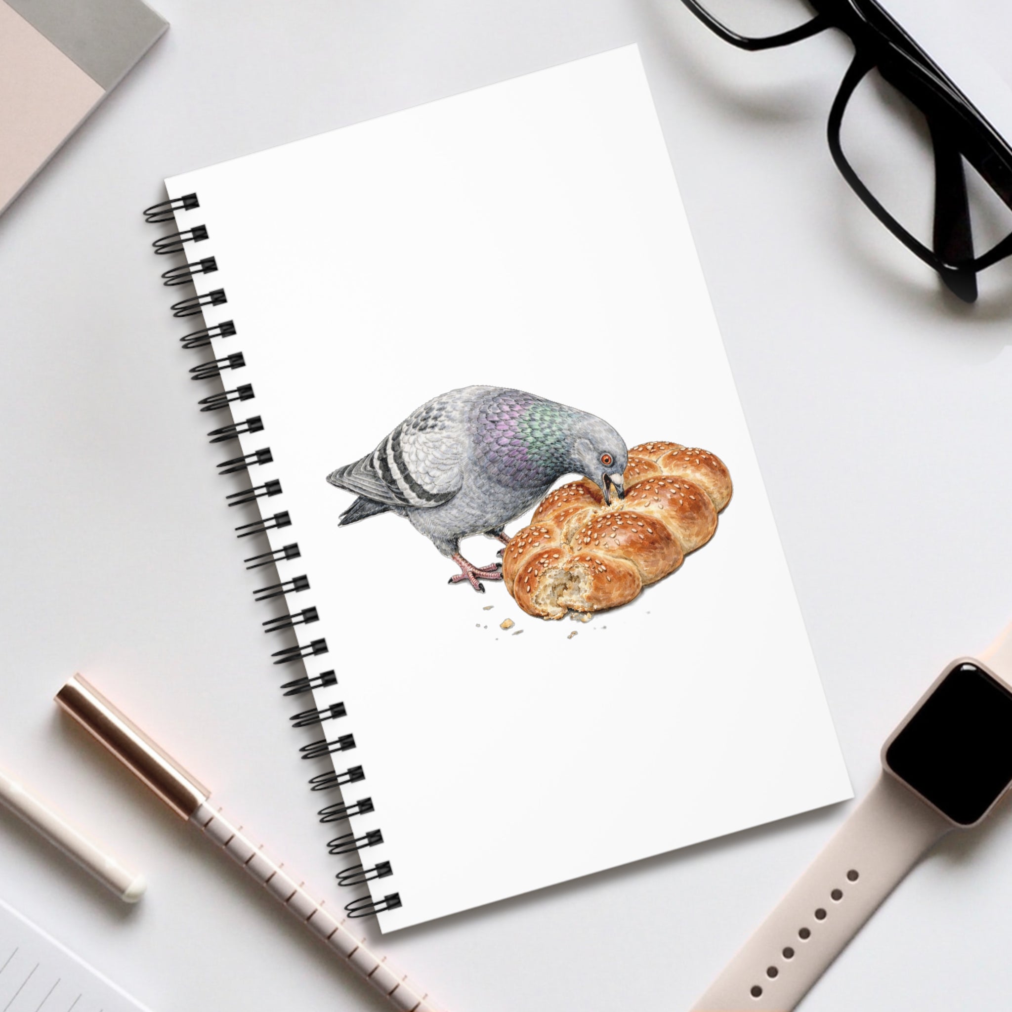 Customizable Borough Park NYC Pigeon Spiral Journal | Brooklyn Kosher Challah Bird Lovers Notebook