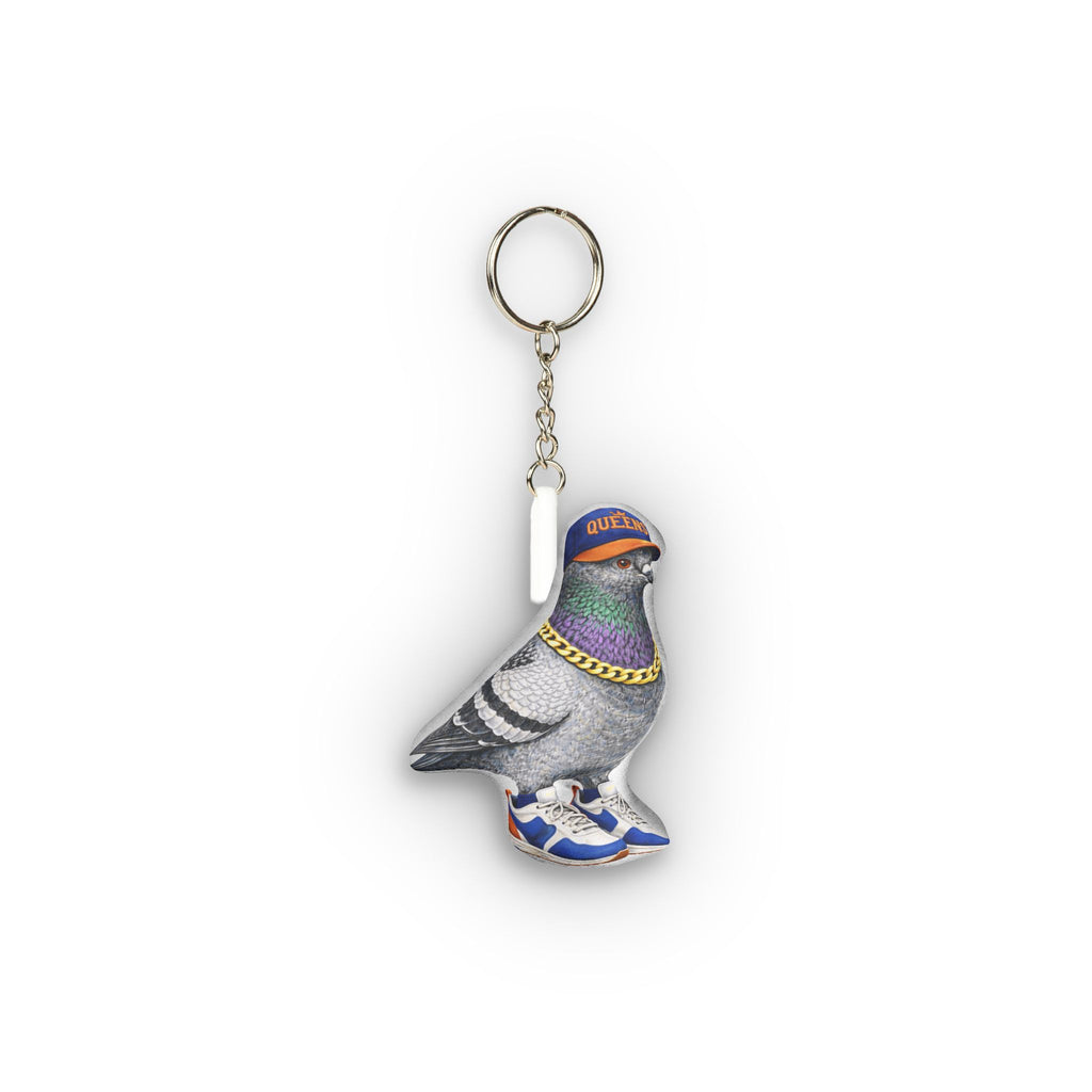 Queens NYC Pigeon Mini Plush Keychain | New York Baseball Fan Bird Lovers Plushie Bag Charm