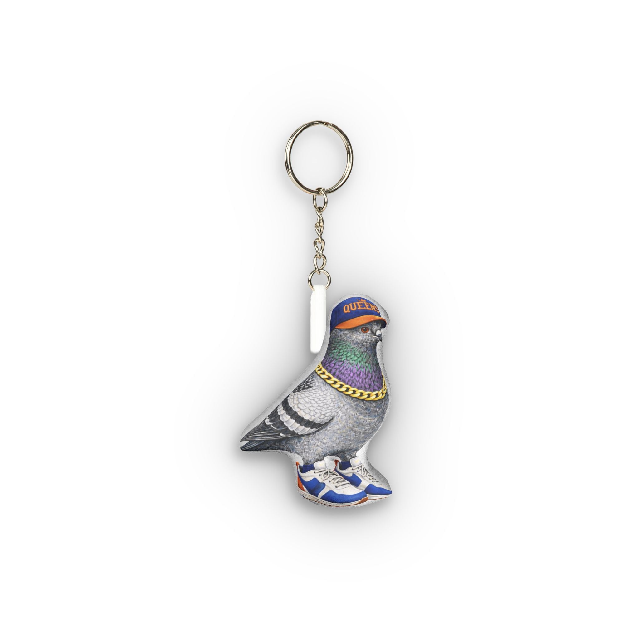 Queens NYC Pigeon Mini Plush Keychain | New York Baseball Fan Bird Lovers Plushie Bag Charm