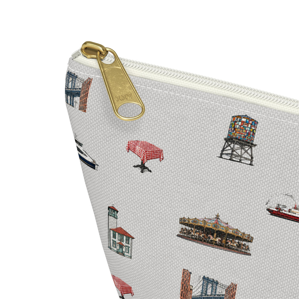 Icons of DUMBO Heather Gray Accessory Pouch — T-Bottom Makeup Bag