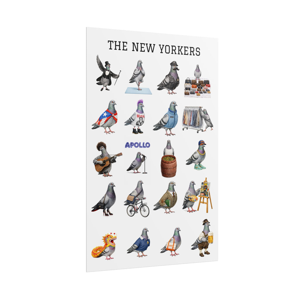 Póster enrollado Las palomas de Nueva York Manhattan | Regalo para amantes de las aves con palomas de Nueva York