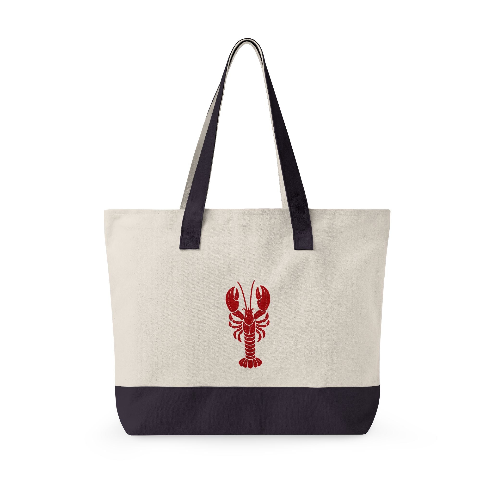 Hamptons Market Tote with Nautical Lobster & Sailboat — Coastal Style Zippered Beach Tote