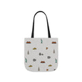 Icons of New York Heather Gray Canvas Tote — Statue of Liberty, Pizza & Taxi Pattern