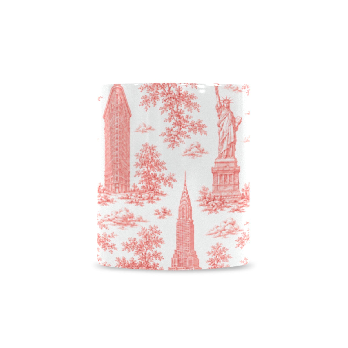 Manhattan Red Toile de Jouy Mug with One World Trade | New York City Chinoiserie Ceramic Mug Custom White Mug (11oz)