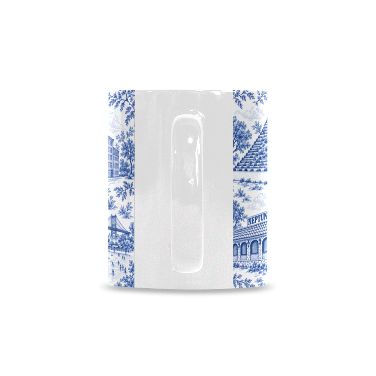 Astoria Blue Toile de Jouy Mug | Queens Chinoiserie Ceramic Coffee Cup Custom White Mug (11oz)