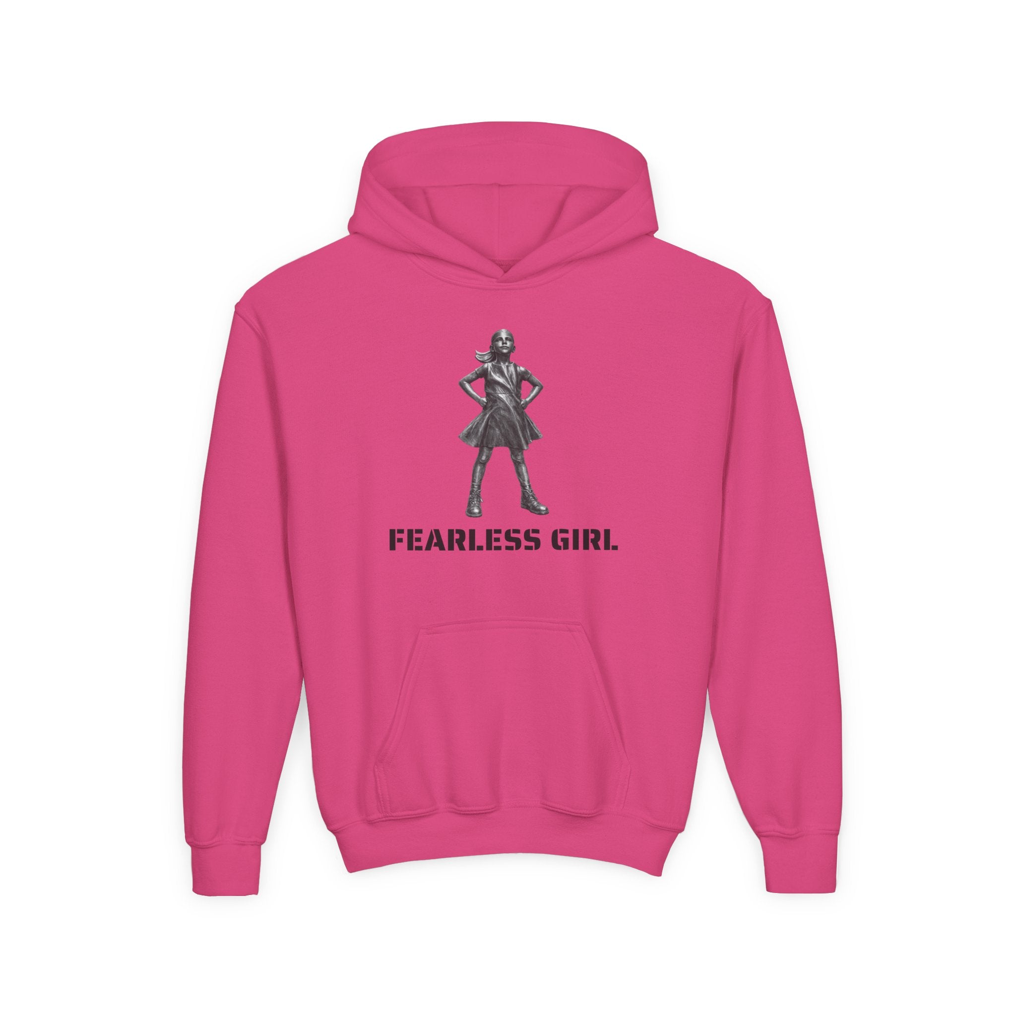 Fearless Girl NYC Kids   Feminist Girl Power New York Childrens Hooded Sweatshirt