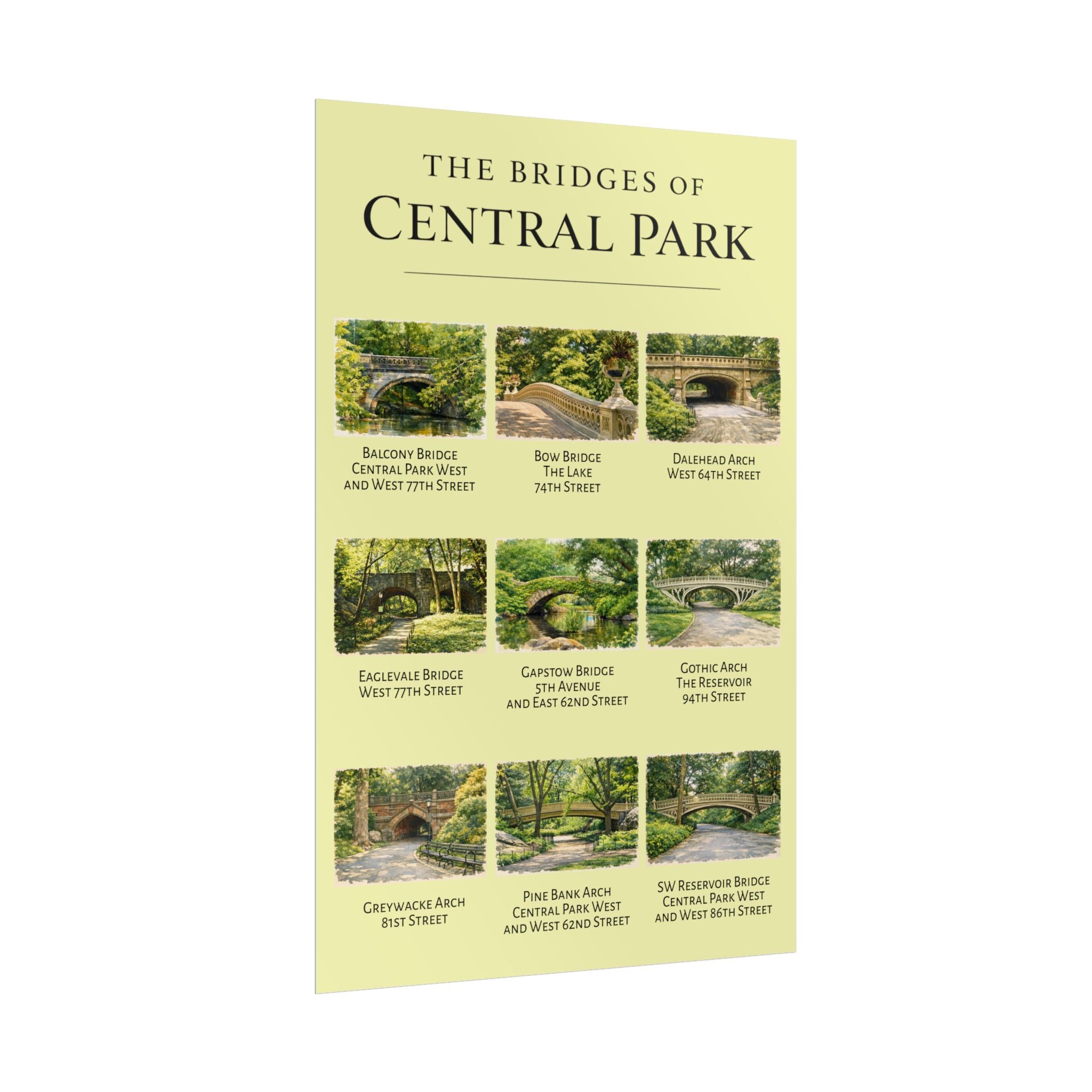 The Bridges of Central Park Rolled Poster | Central Park New York Poster