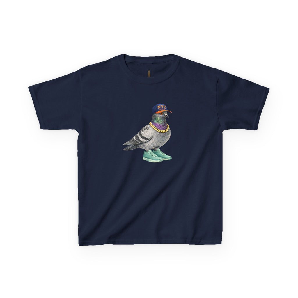 Customizable Manhattan NYC Pigeon Kid Tee —  Cute Basketball Fan Bird T-Shirt for Children