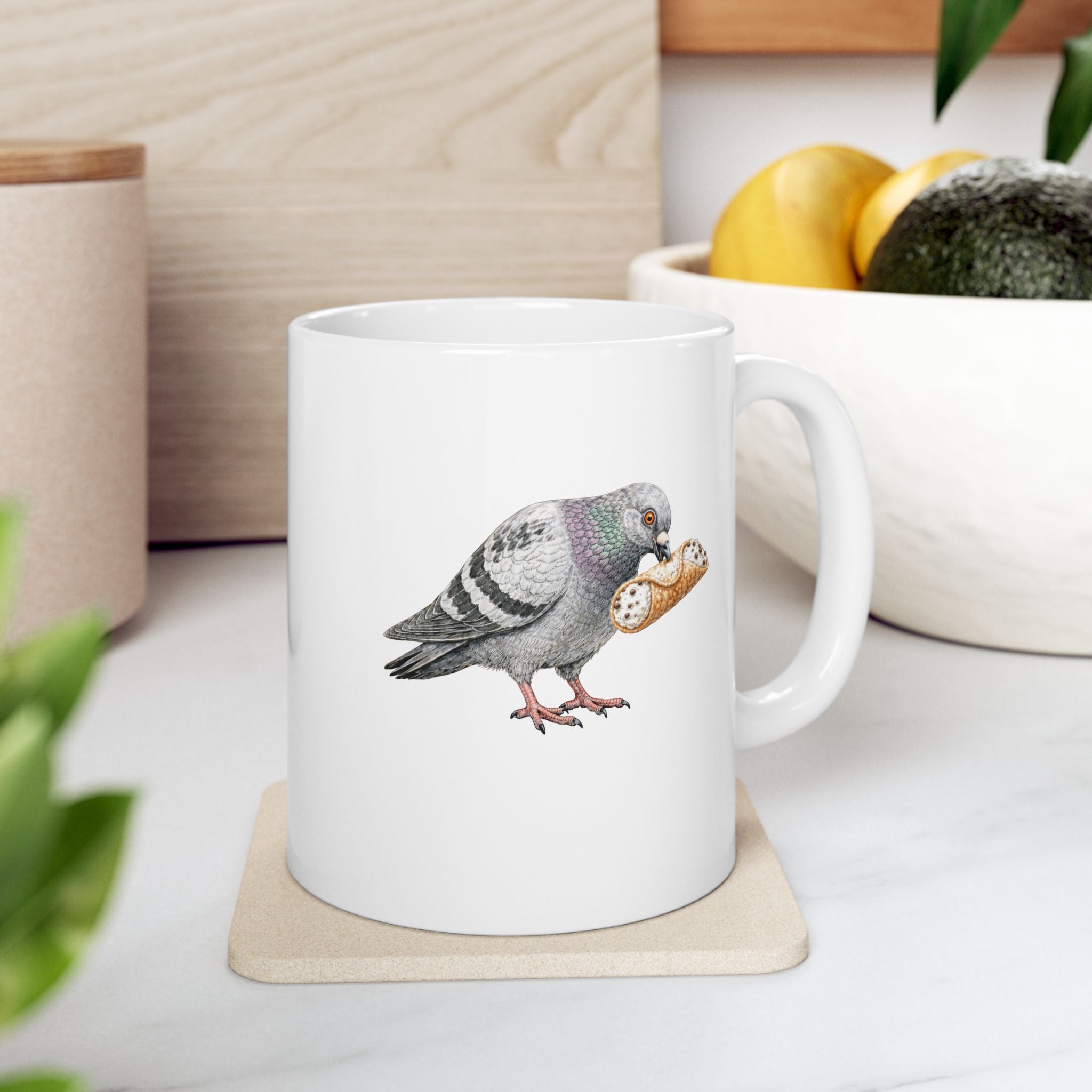 Customizable Arthur Avenue NYC Pigeon Mug | Cannoli Bird Lovers Ceramic Coffee Cup