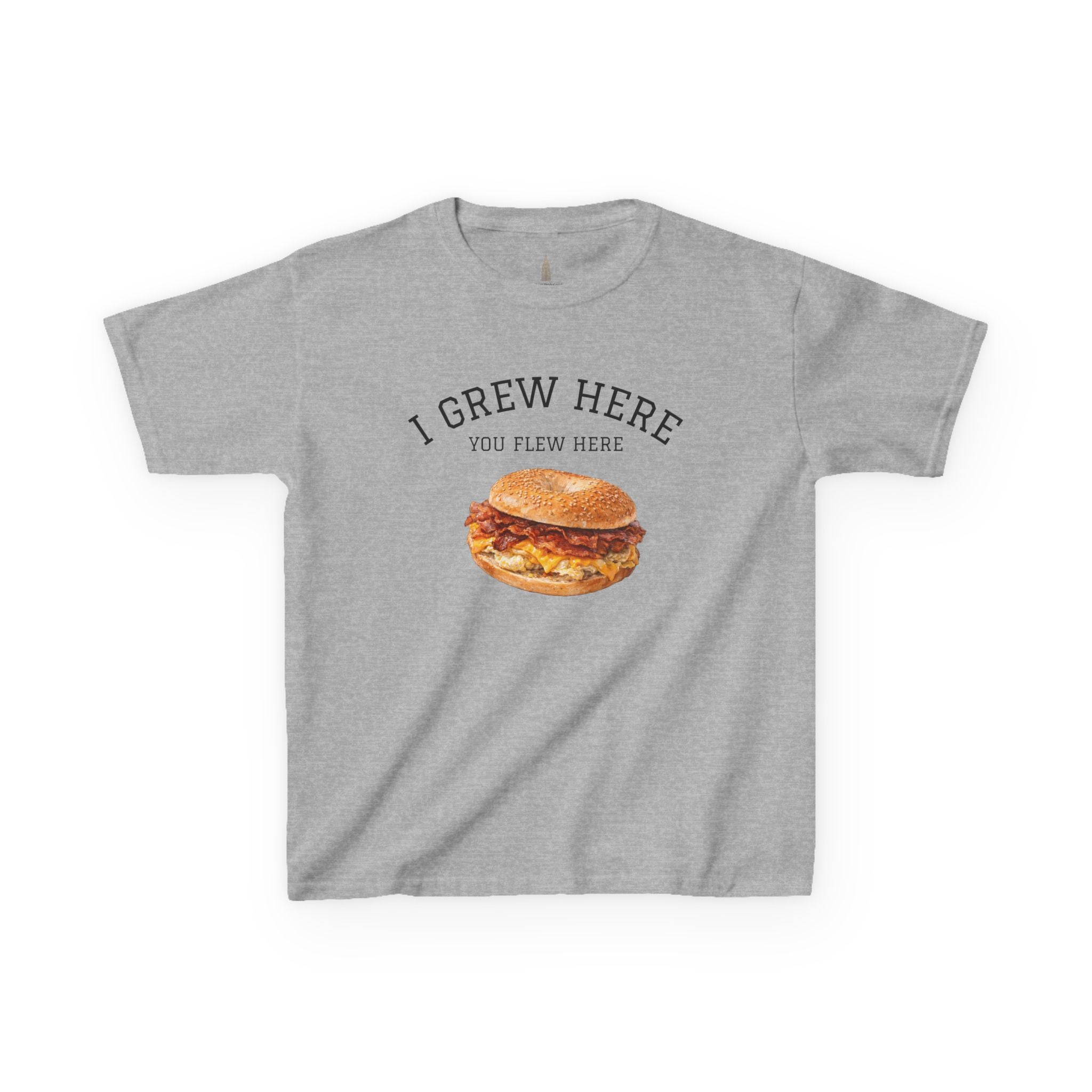 Bacon Egg and Cheese NYC Kids Tee —  I Grew Here You Flew Here T-Shirt for Children