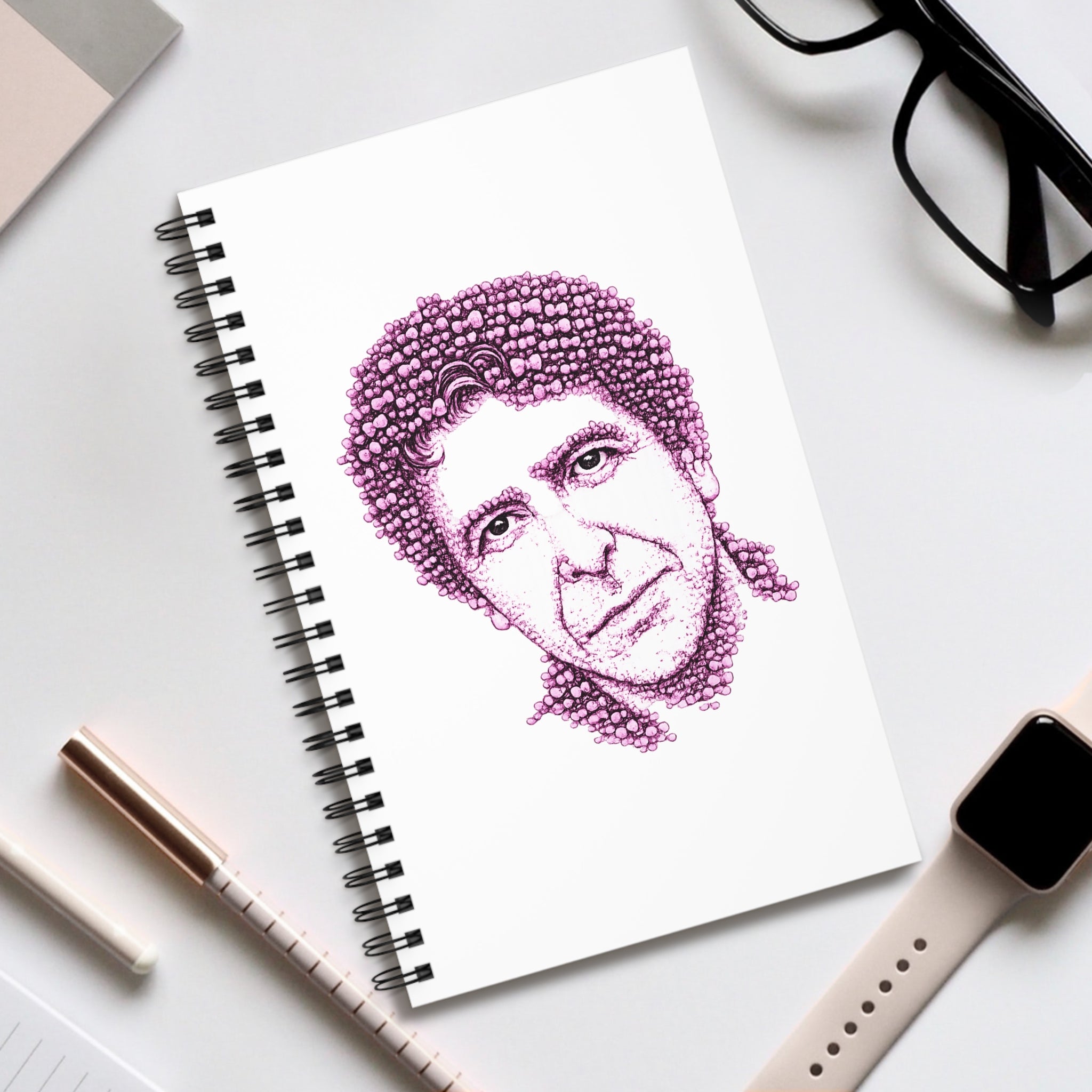 Customizable Bowtie Leonard Cohen Spiral Journal | NYC Music Folk Notebook