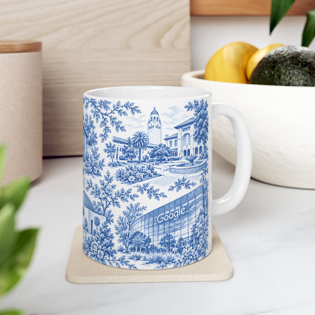 Silicon Valley Blue Toile de Jouy 11oz Ceramic Mug