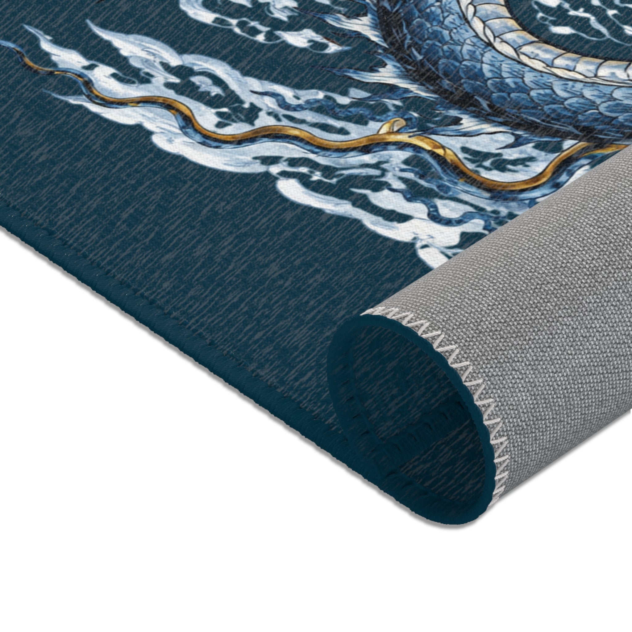 Chinatown Blue Dragon Area Rug – Decorative Floor Mat