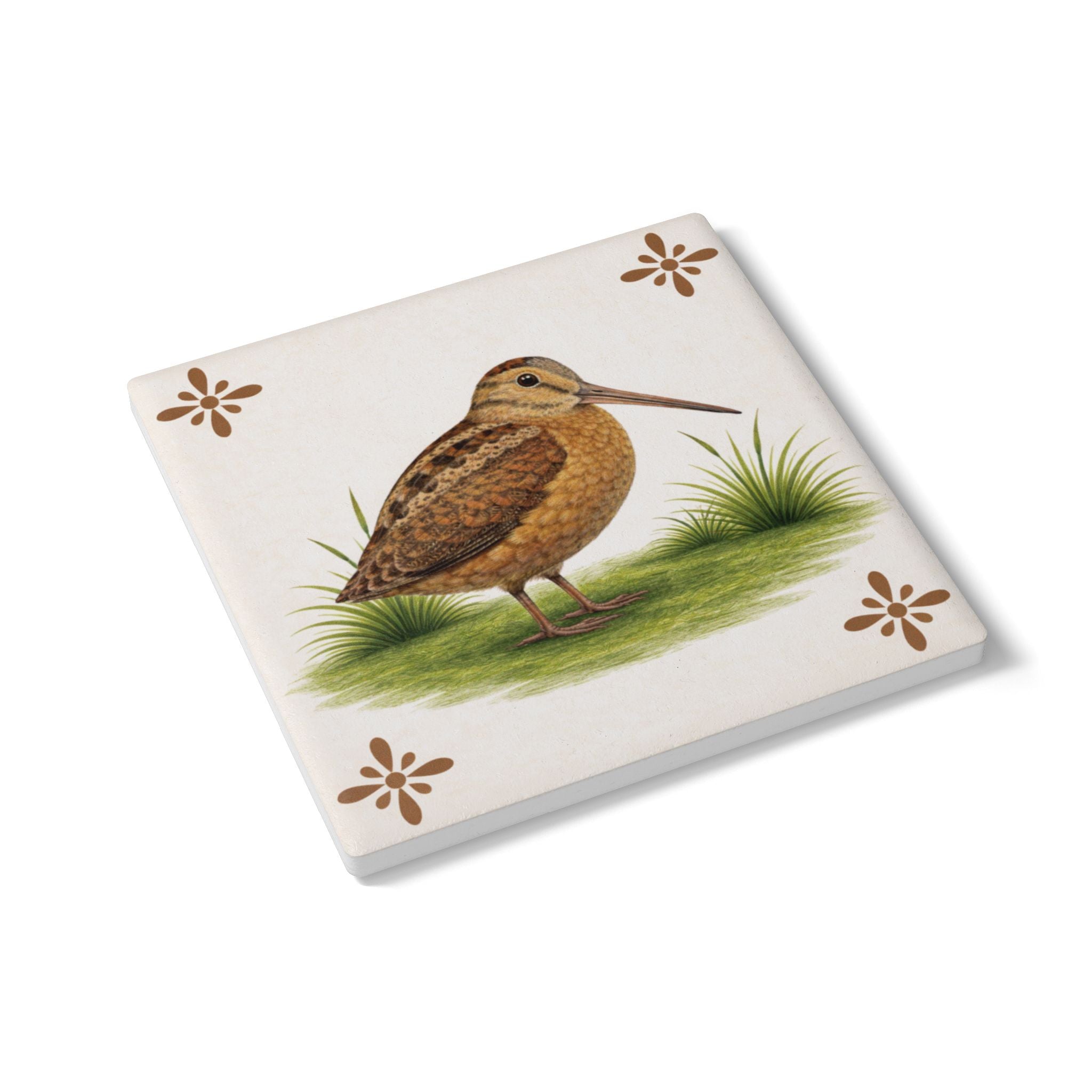 Bryant Park American Woodcock Ceramic Coaster  – NYC Bird Lover Azulejos-style Tile Drink Coaster