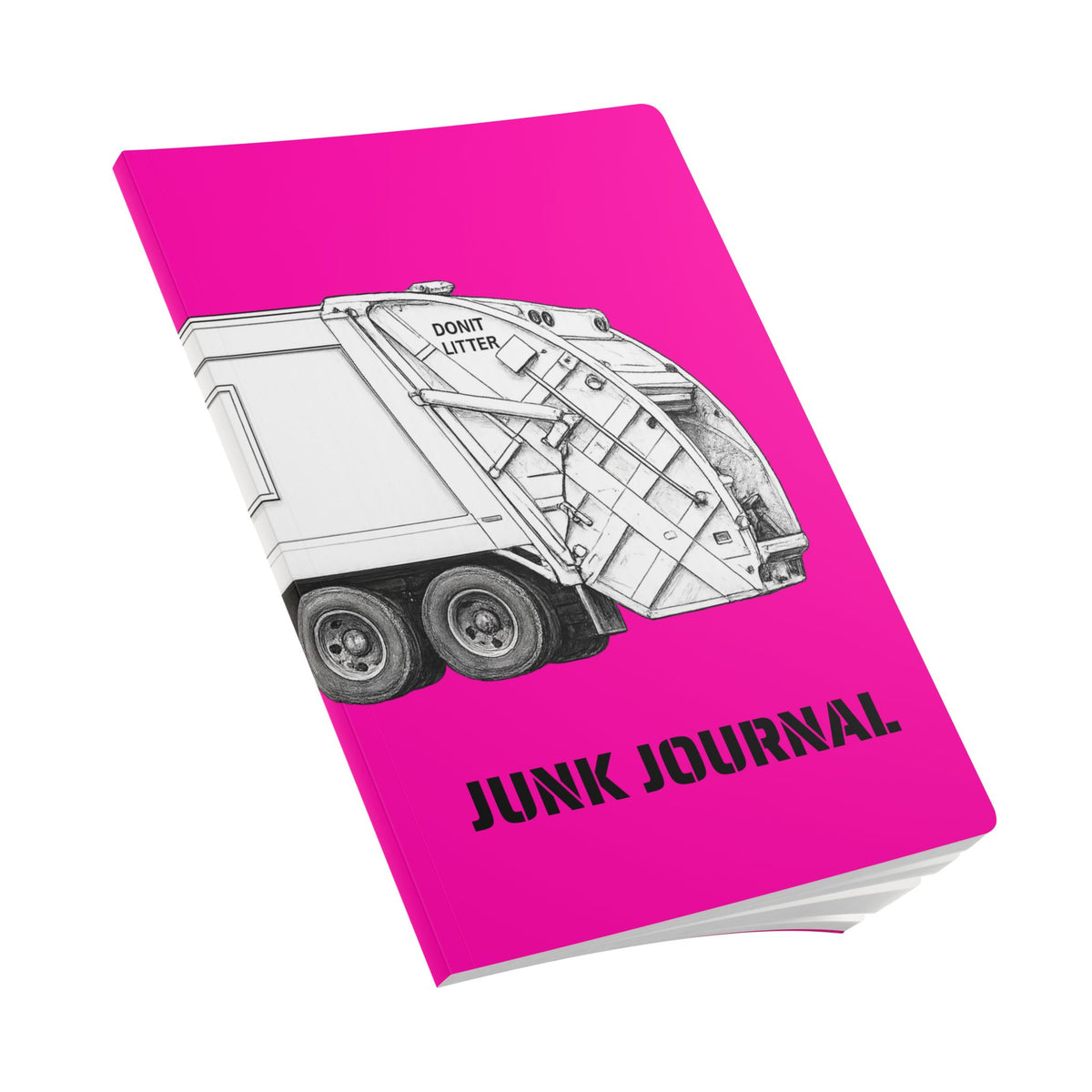Junk Journal Softcover — Bold Pink Garbage Truck Notebook