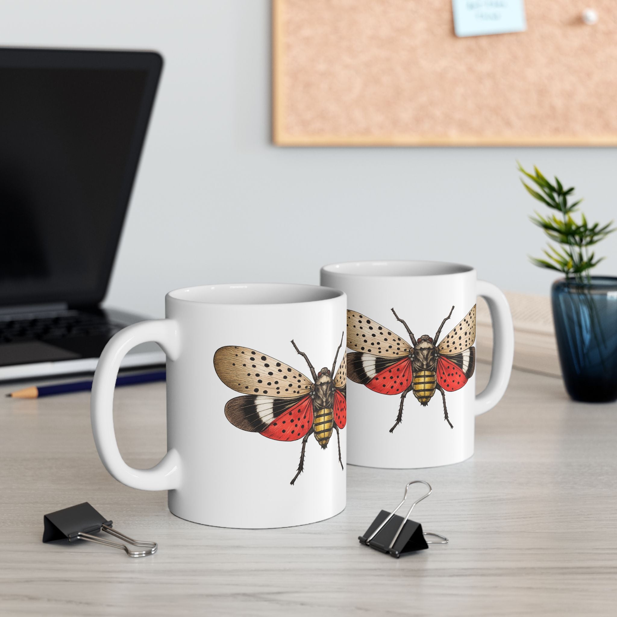 NYC Spotted Lanternfly Ceramic Mug – New York Summer Insect Illustration 11oz
