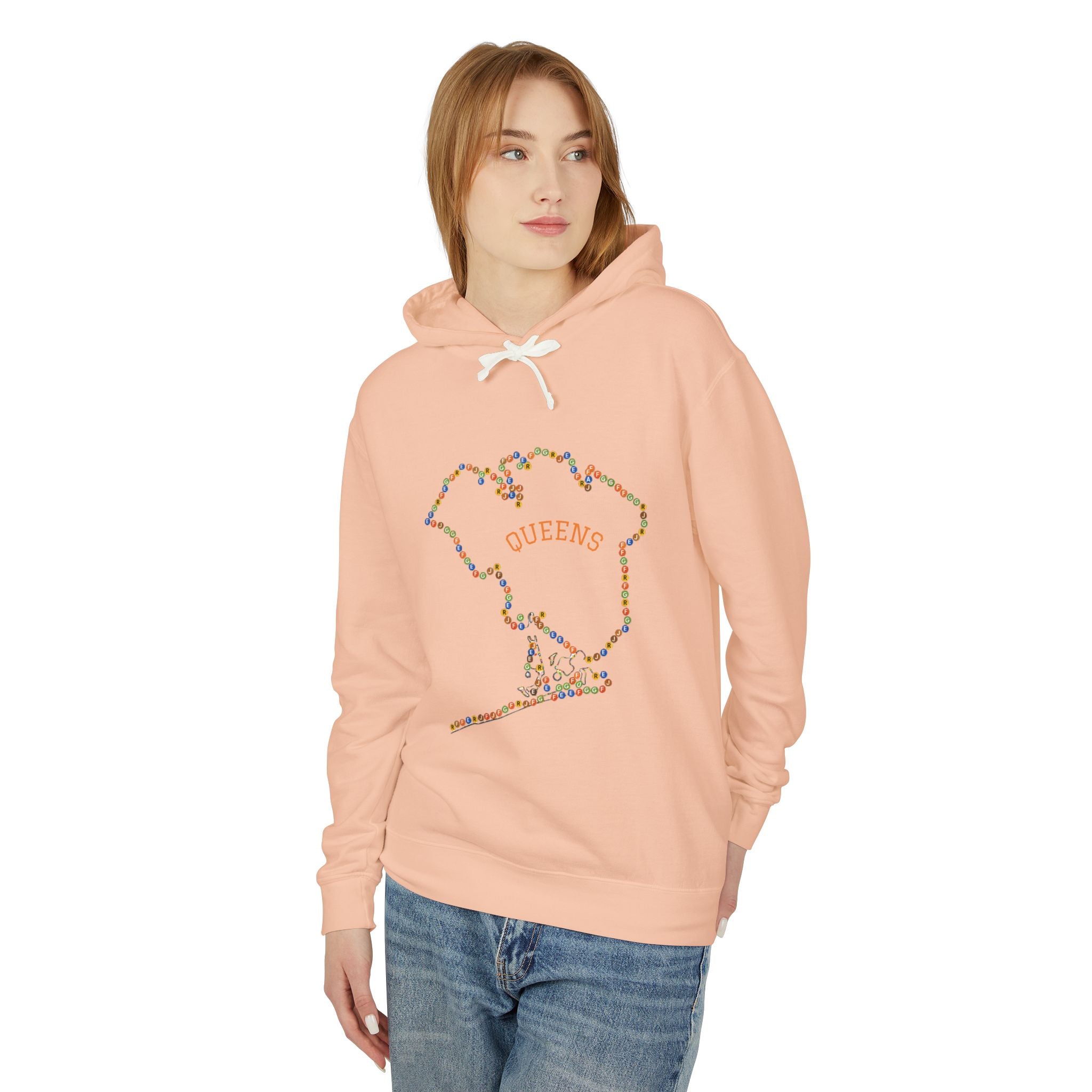 Queens Map Subway Signs Hoodie | New York Borough Outline Hooded Sweatshirt