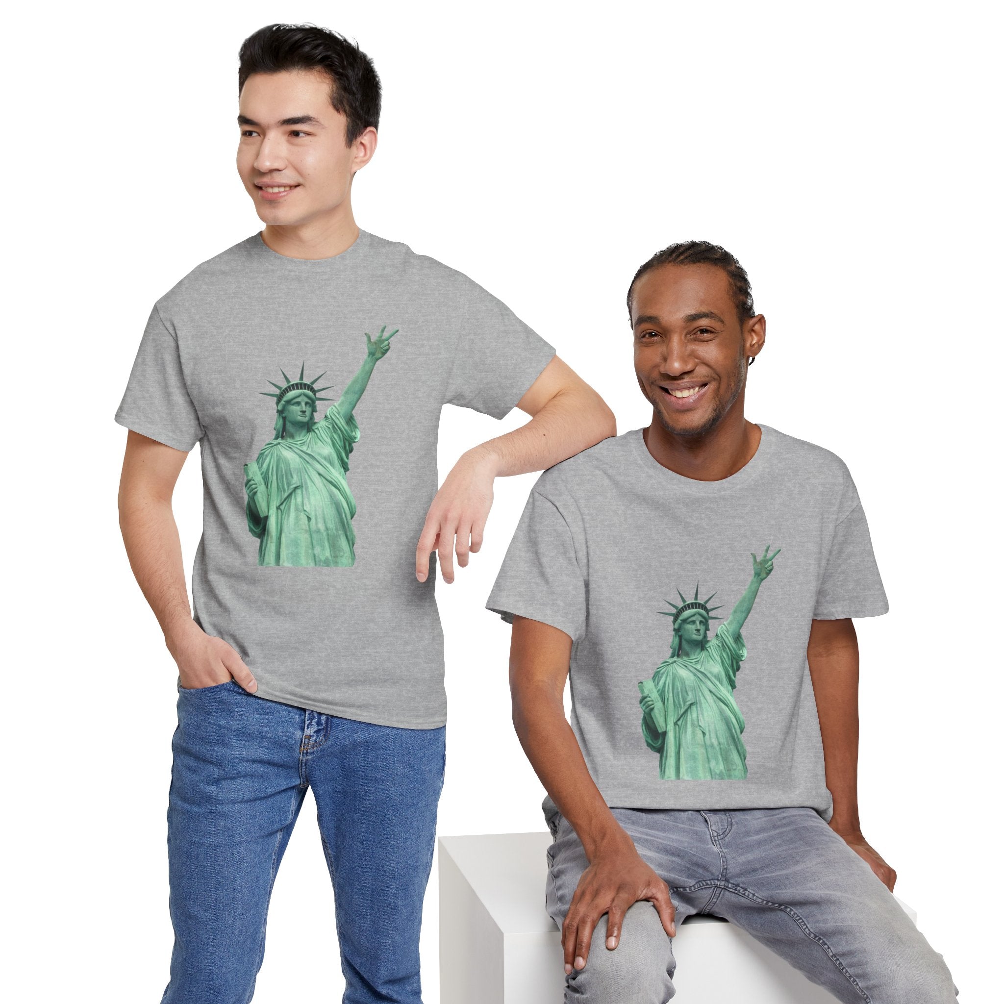 Customizable Statue of Liberty Three Points T-Shirt | NYC Jalen Brunson Basketball 3 Point Shot Tee