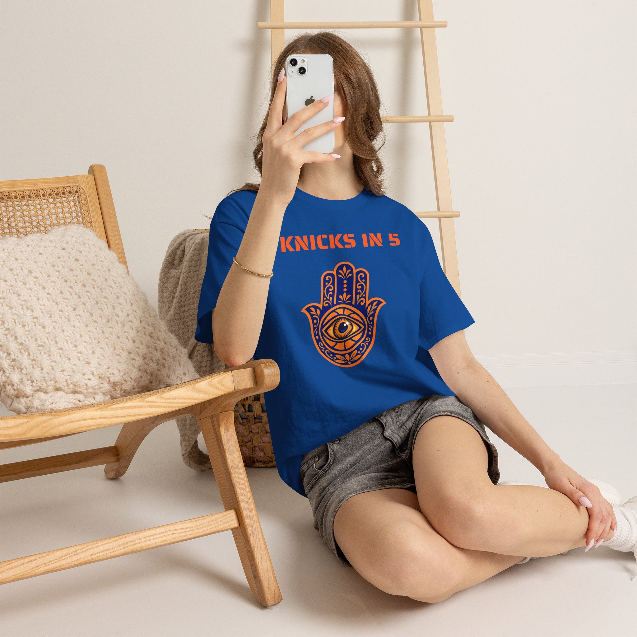 Knicks In Five Tee | New York Basketball Hamsa T-Shirt