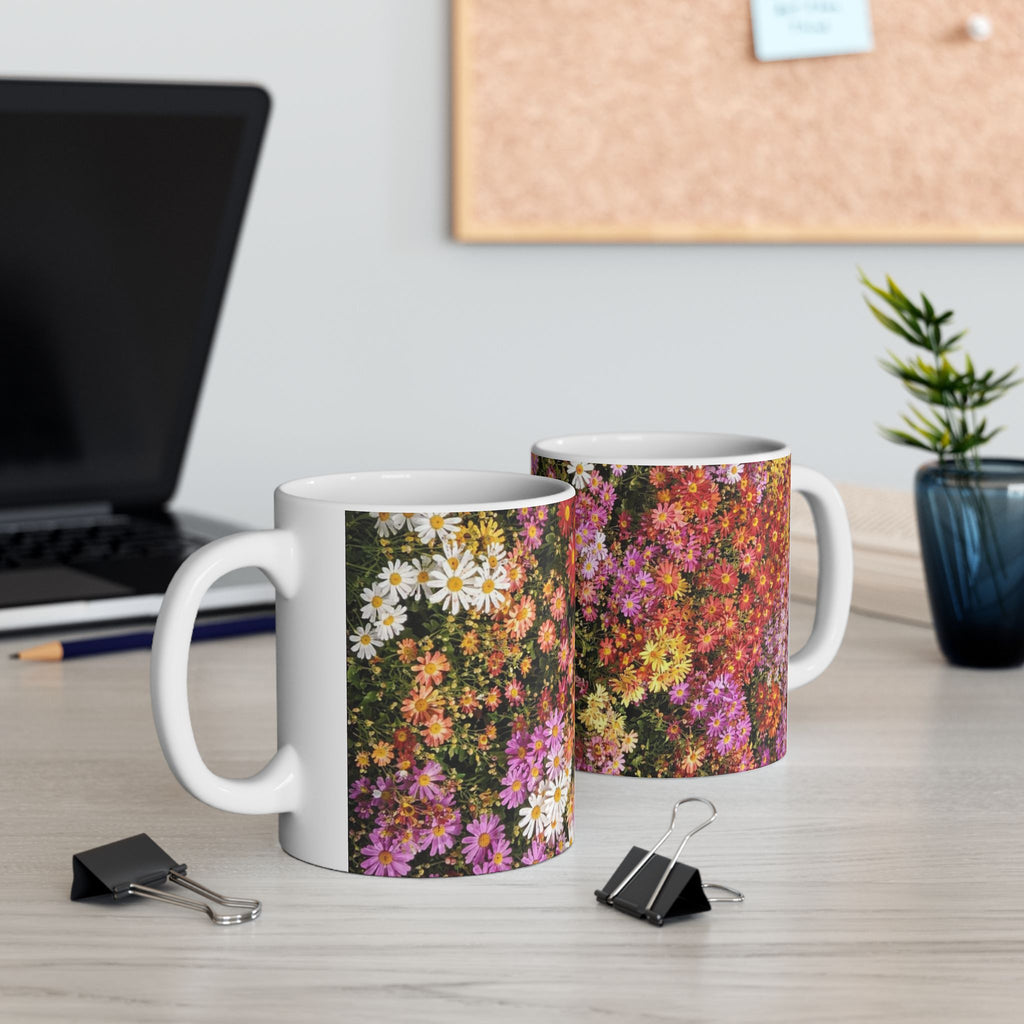 Central Park Korean Chrysanthemum Flowers Mug | Floral Ceramic Coffee Cup
