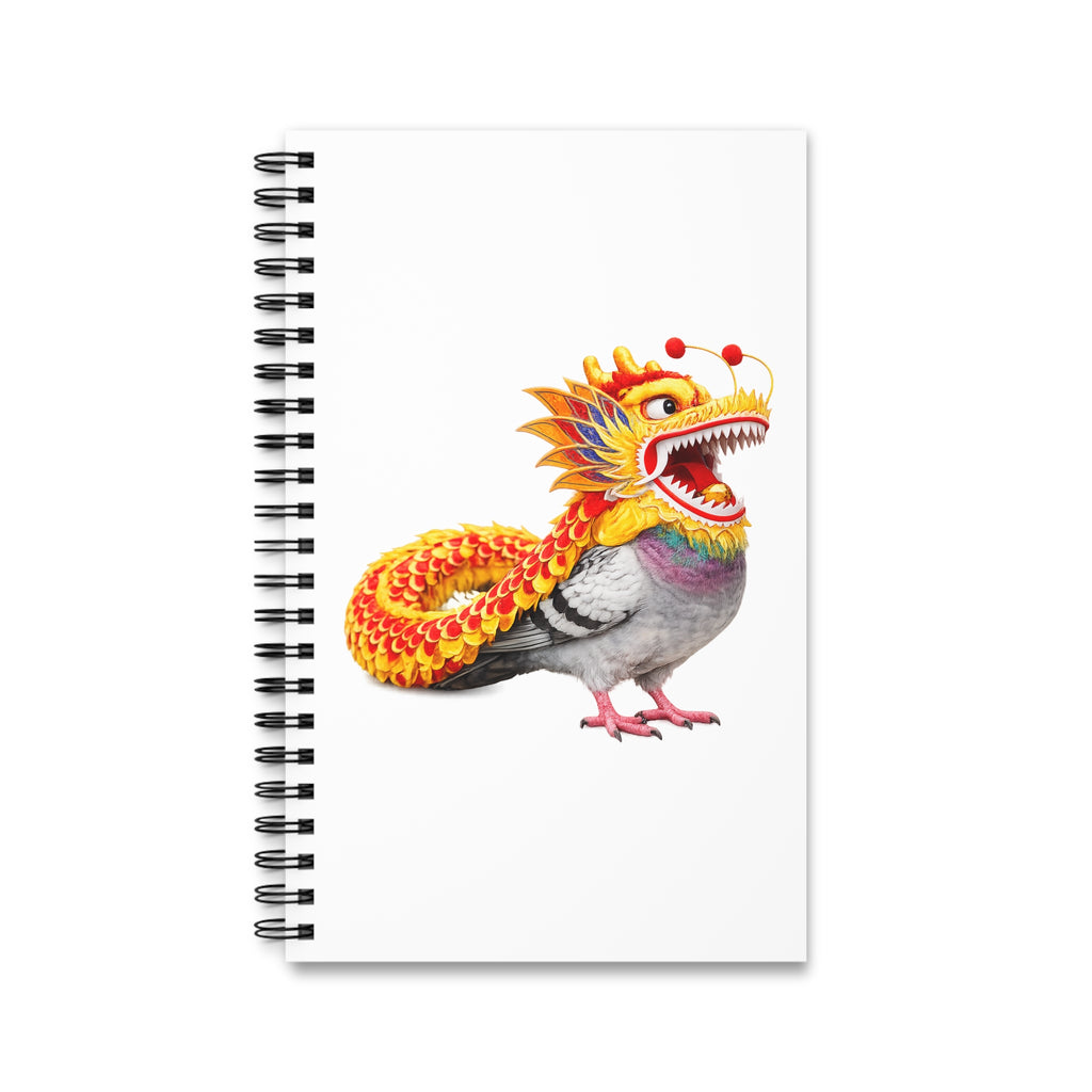 Customizable Chinatown Pigeon Spiral Journal |  Chinese New Year Parade Dragon Bird Lovers Notebook