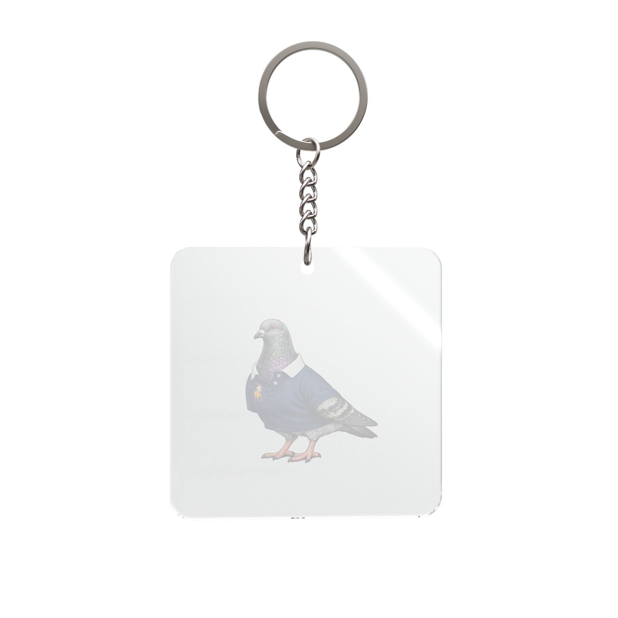 Customizable Upper East Side NYC Pigeon Square Keychain | Manhattan Preppy Polo Bird Lovers Keyring Gift