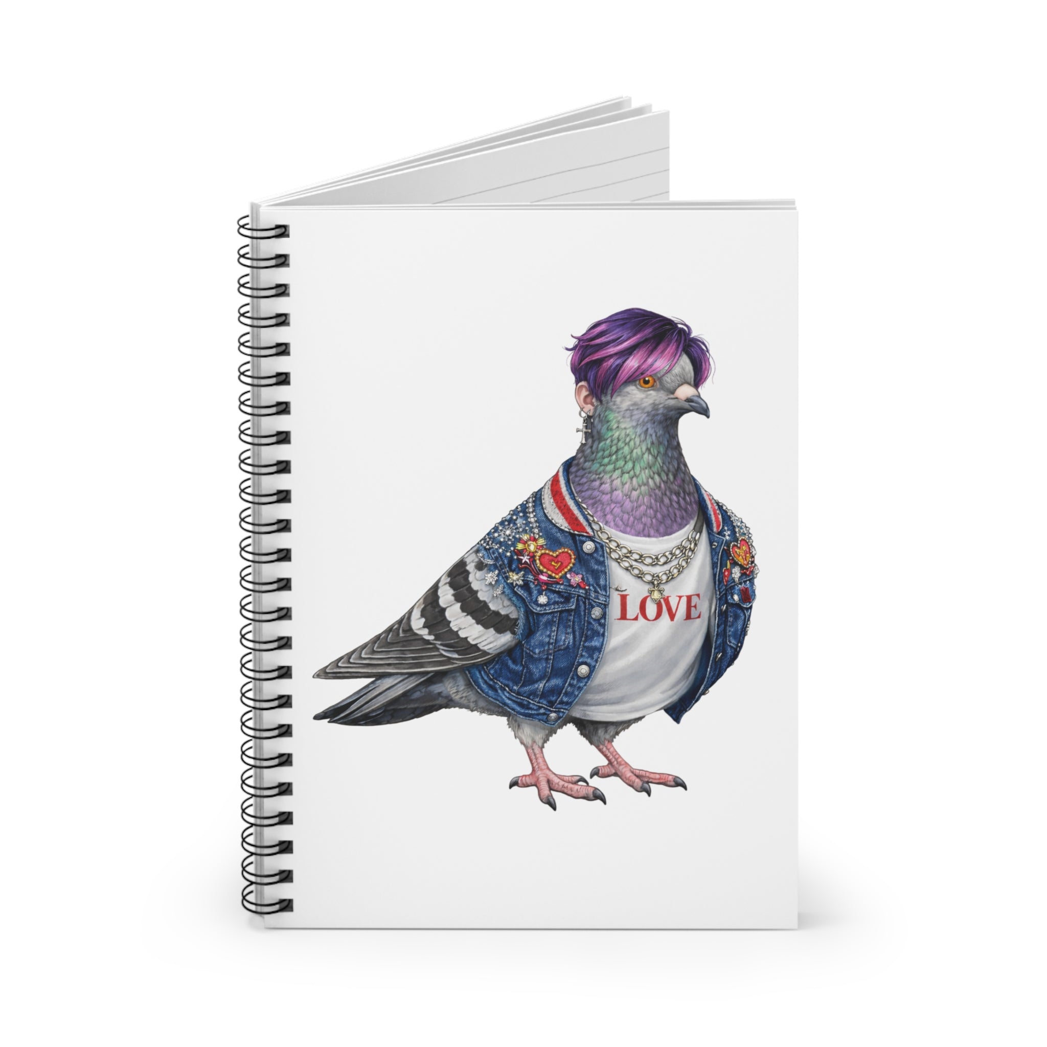 Customizable Koreatown NYC Pigeon Spiral Journal | K-Pop Bird Lovers Notebook