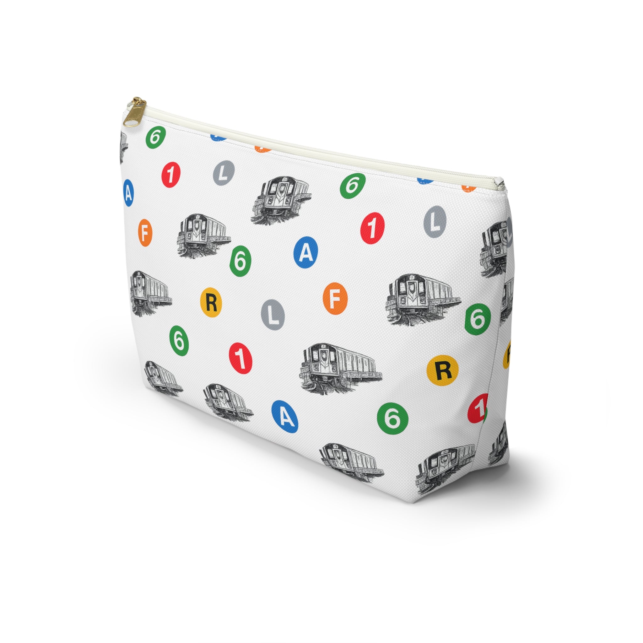 New York Subway Train Transit Icons Large Accessory Pouch — T-Bottom Makeup Bag