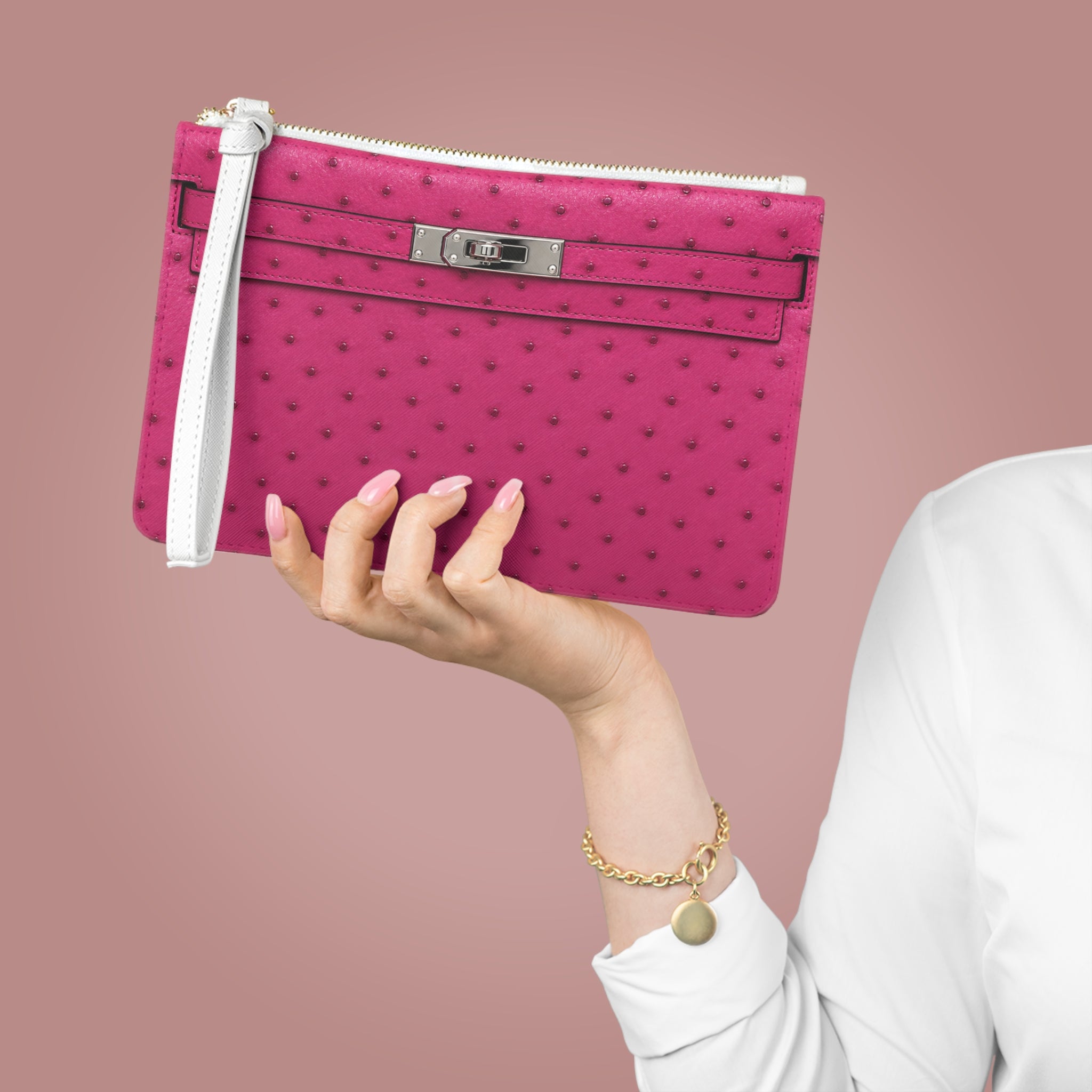 Canal Street Fuchsia Clutch Bag — Elegant Wristlet Purse for Evening & Gifts