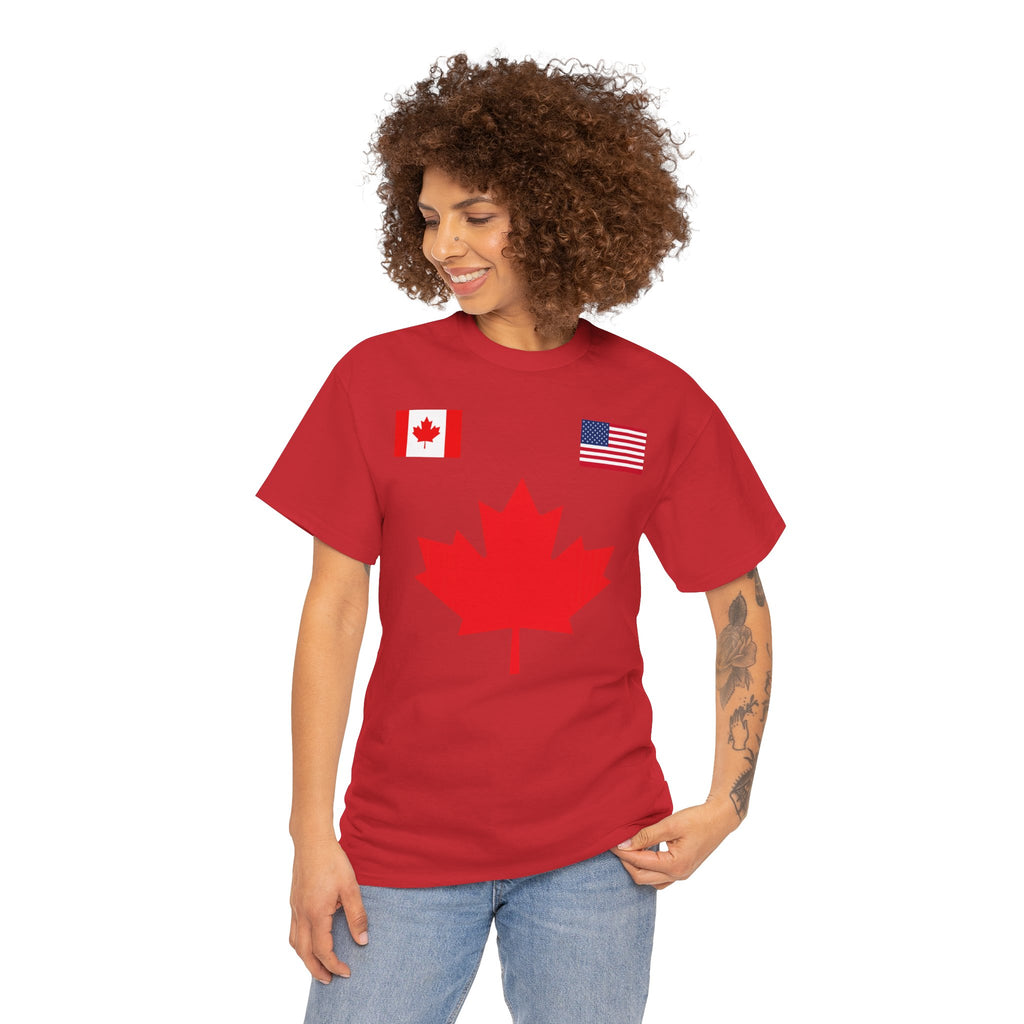 Canadian-American Maple Leaf Soccer T-Shirt | Canadian Flag Tee