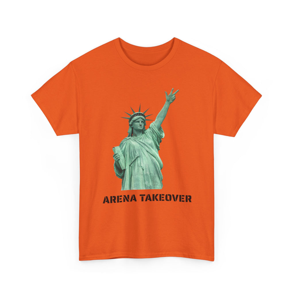 Arena Takeover Statue of Liberty Three Points T-Shirt | NYC Jalen Brunson Basketball 3 Point Shot Tee