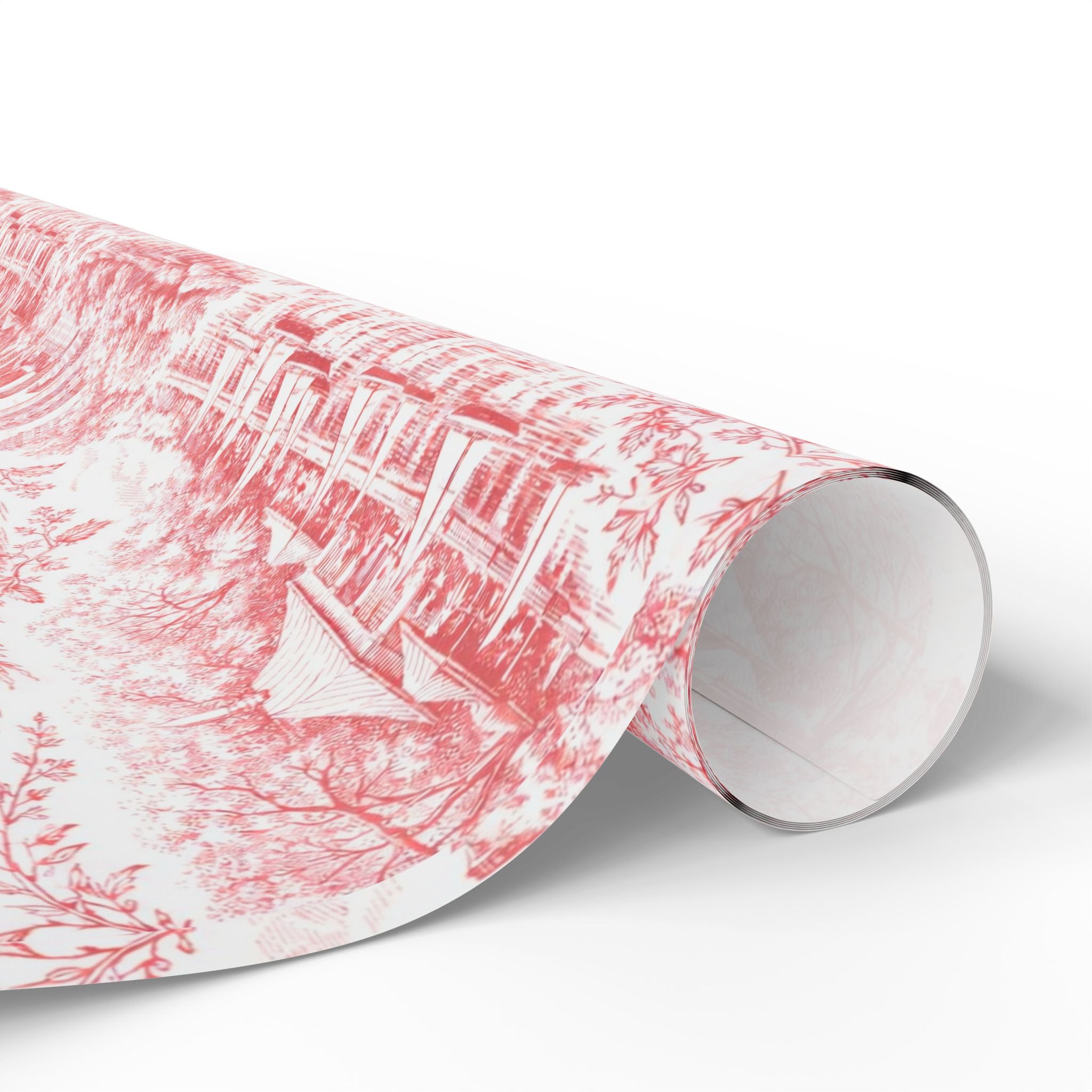 Central Park Red Toile NYC Wrapping Paper | New York City Scenic Toile Pattern Roll