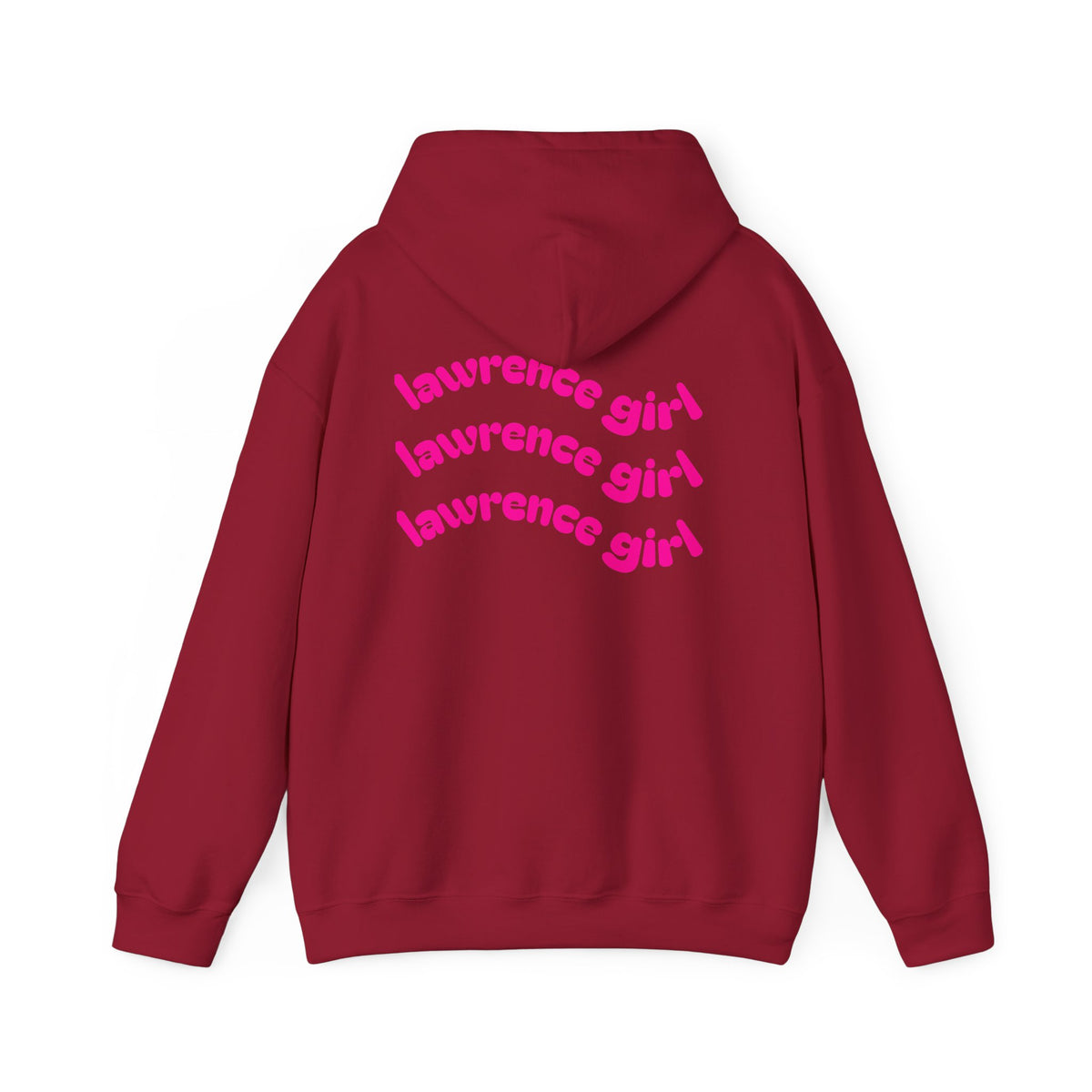 Lawrence Girl Hoodie – Retro Pink Wave Back Print Hooded Sweatshirt