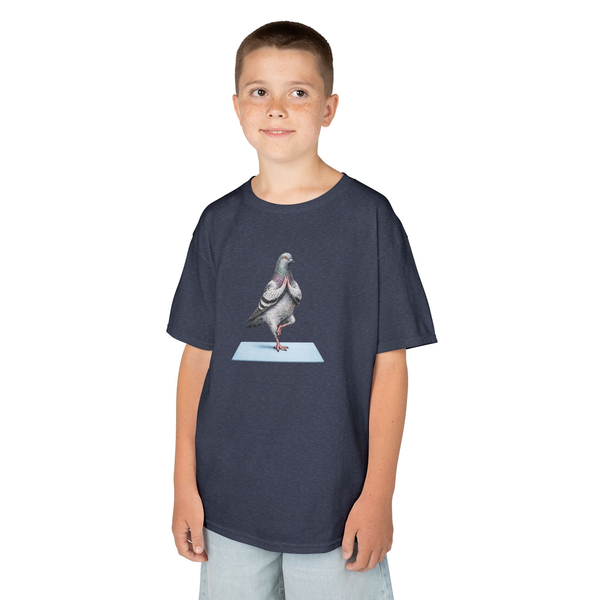 Customizable Central Park NYC Pigeon Kids Yoga Tee — Cute Bird Yoga T-Shirt for Children