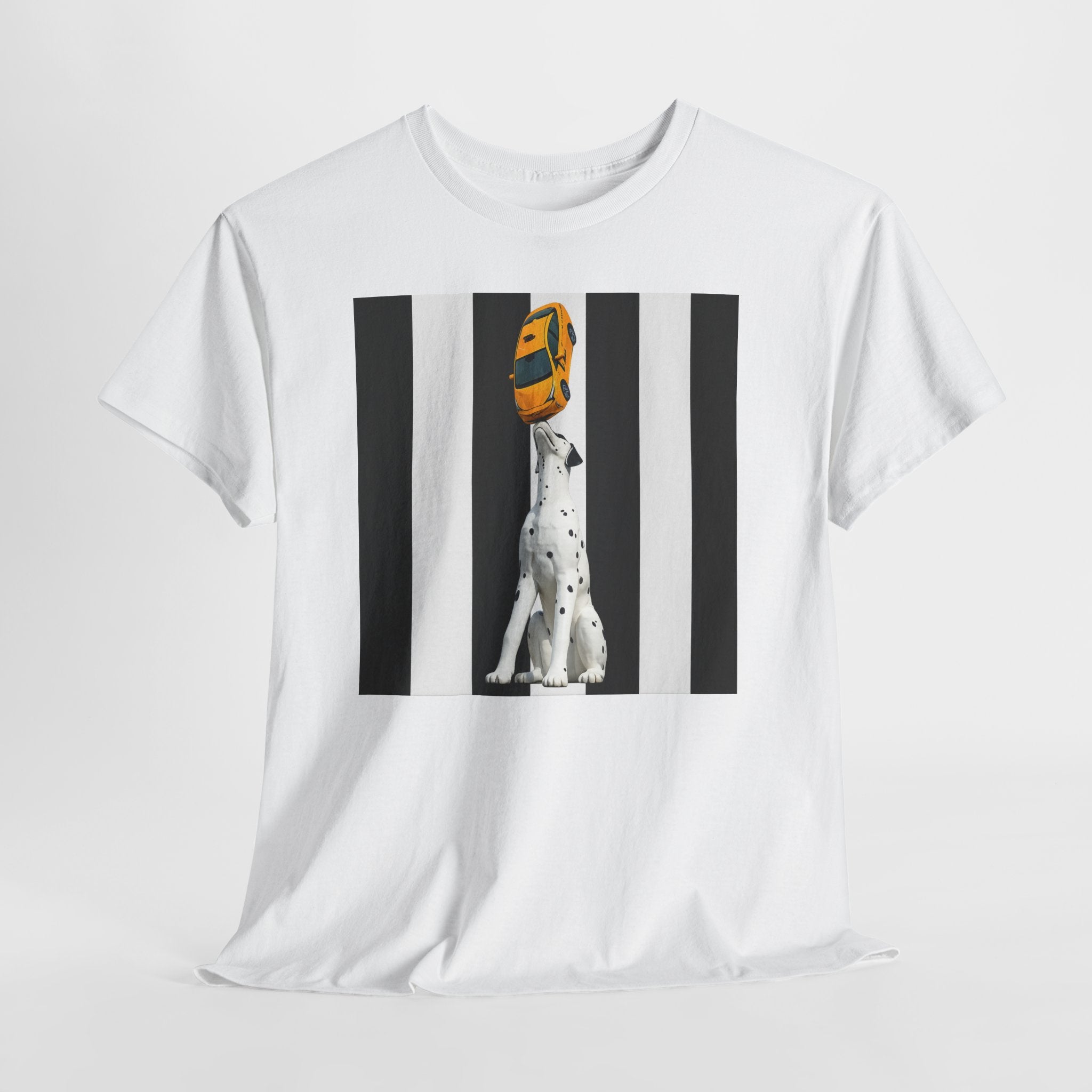East 34th Street Dalmatian Tee — Retro Striped Dog Graphic T-Shirt