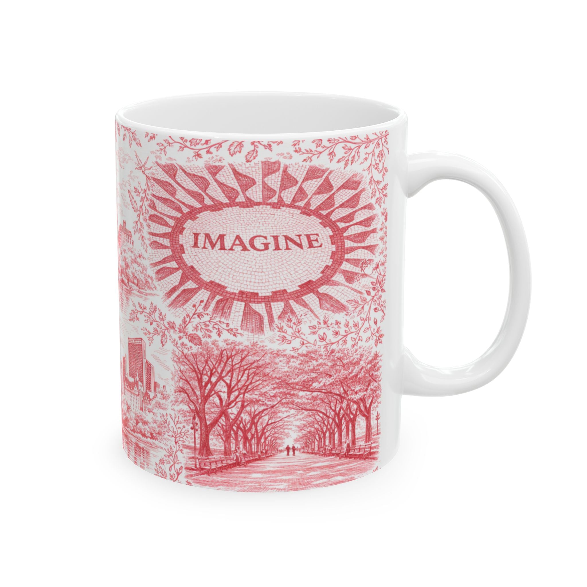Central Park Red Toile de Jouy Mug | NYC Chinoiserie Ceramic Coffee Cup
