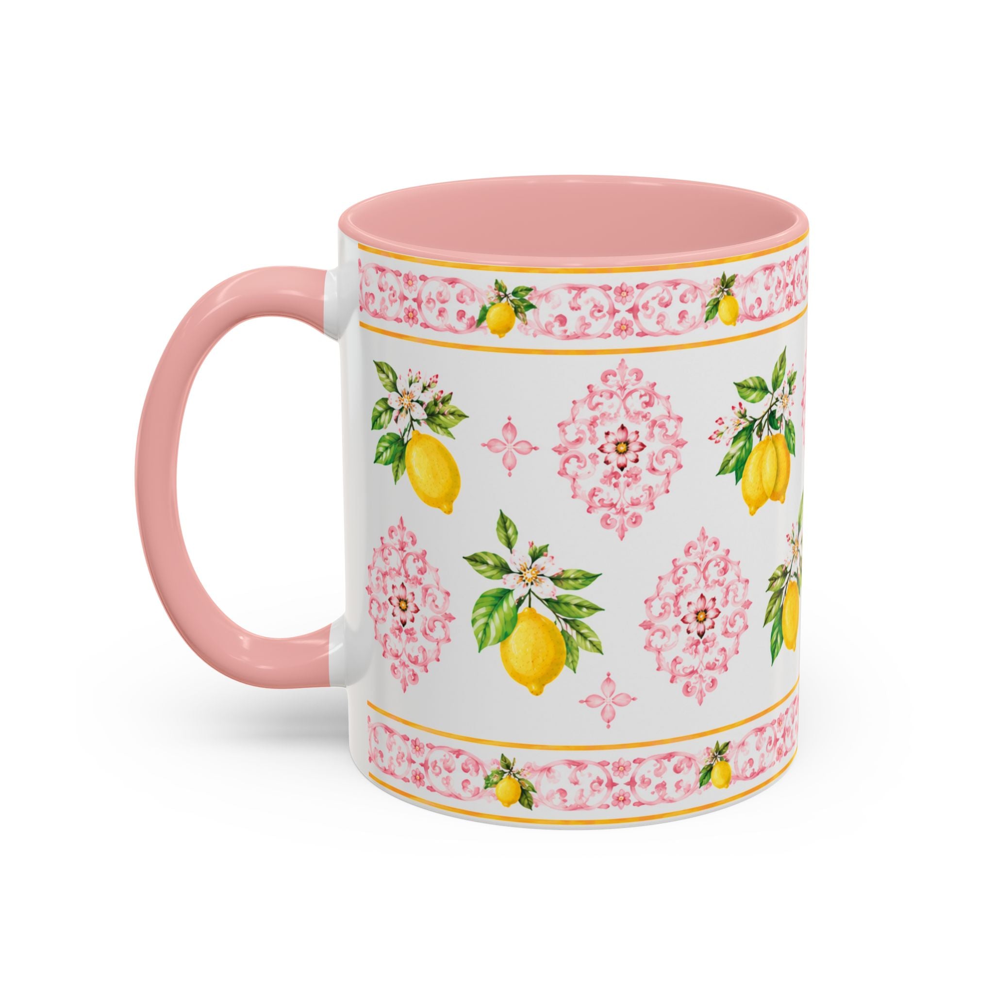 Little Italy Amalfi Pink Lemon 2 Accent Mug — La Dolce Vita Ceramic Kitchen Mug (11oz)