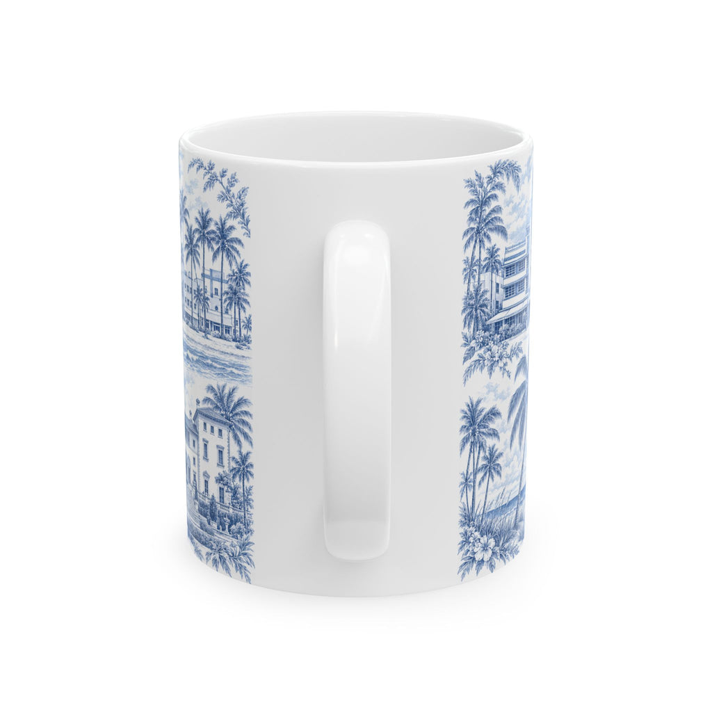 Miami Blue Toile de Jouy Ceramic Mug — Florida Chinoiserie (11oz)