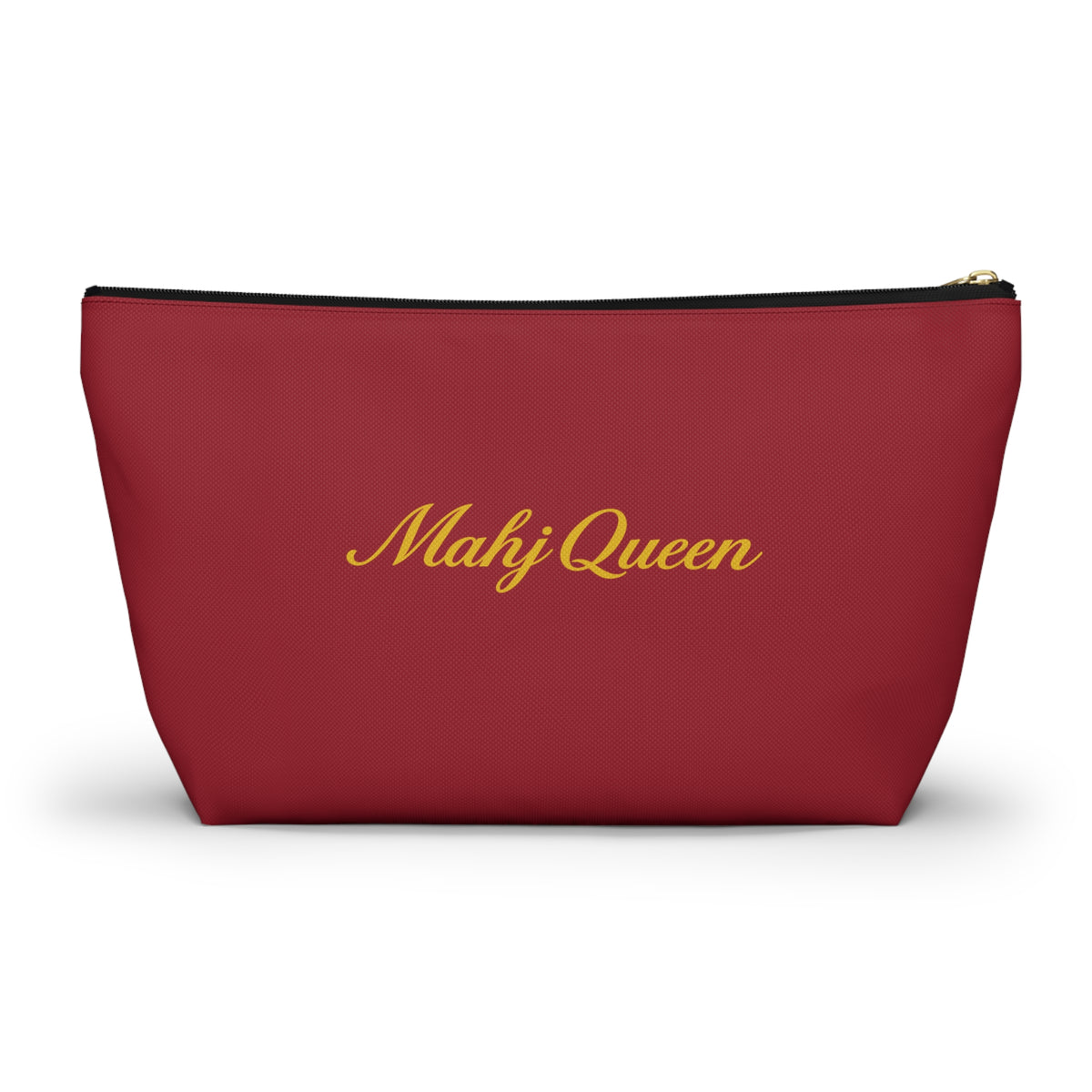 Maroon Mahj Queen Tile Bag  — Red T‑Bottom Makeup & Accessory Pouch